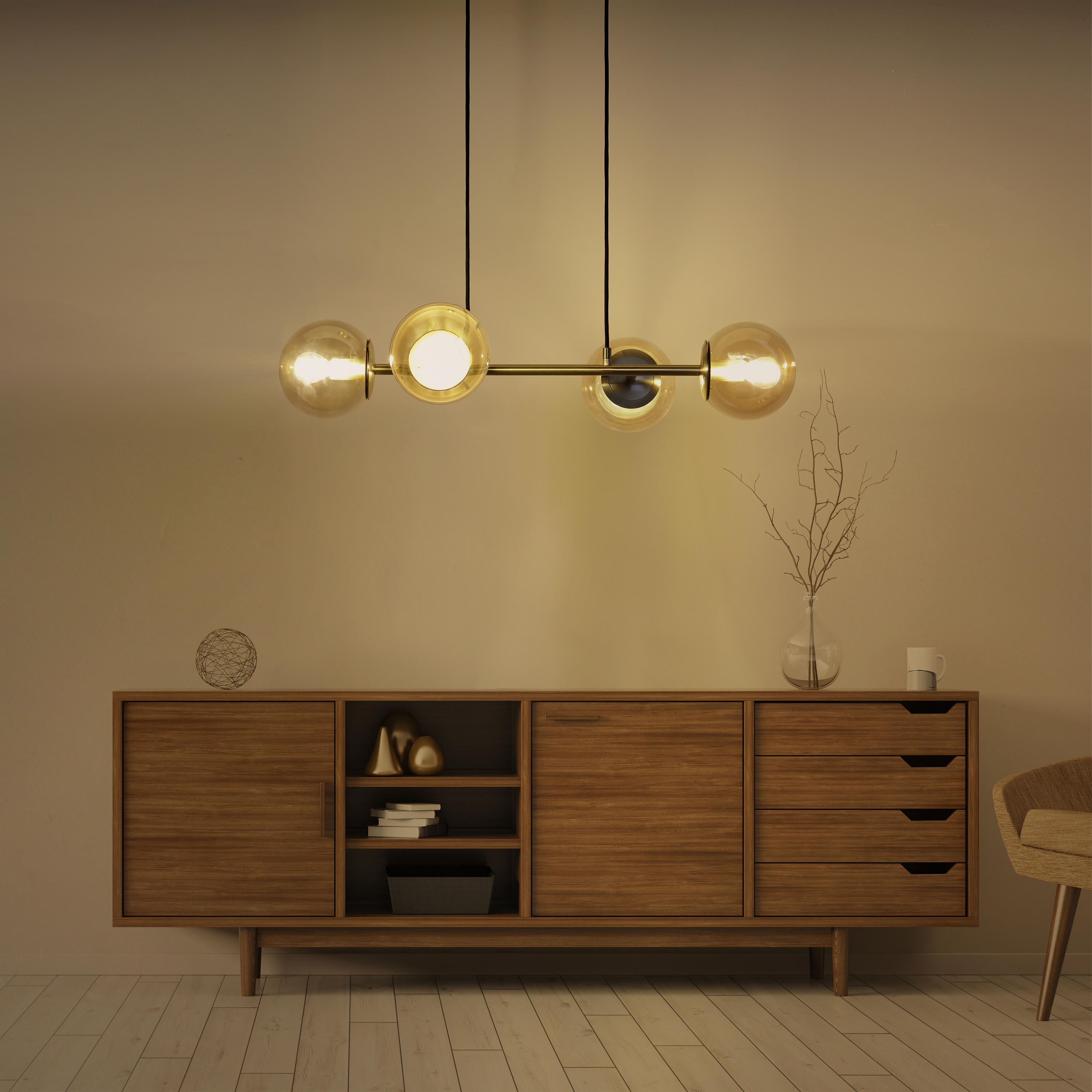 Lampa wisząca Callas bursztyn 4 x E14 Inspire - 9