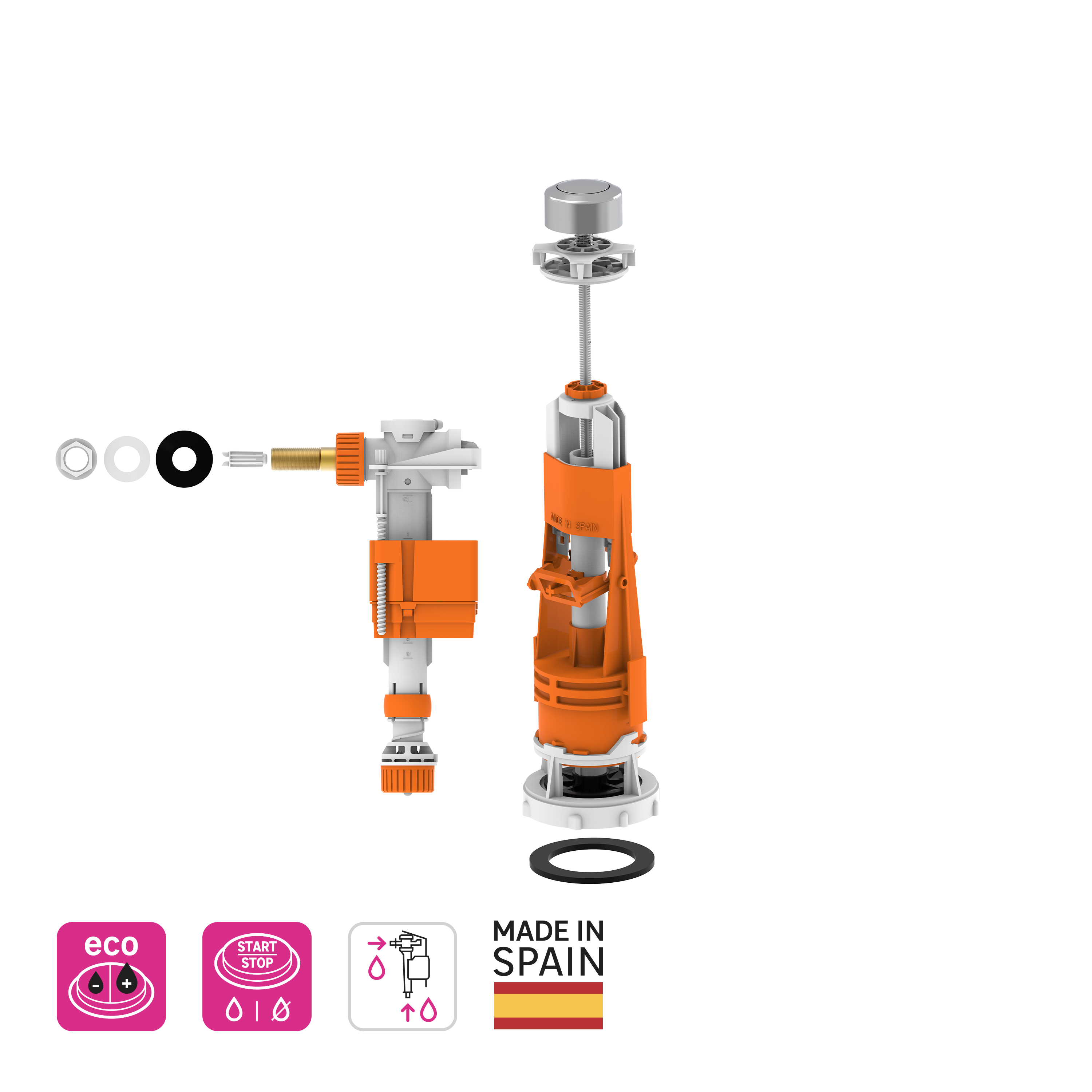 Conjunto wc equation pulsador simple + grifo universal