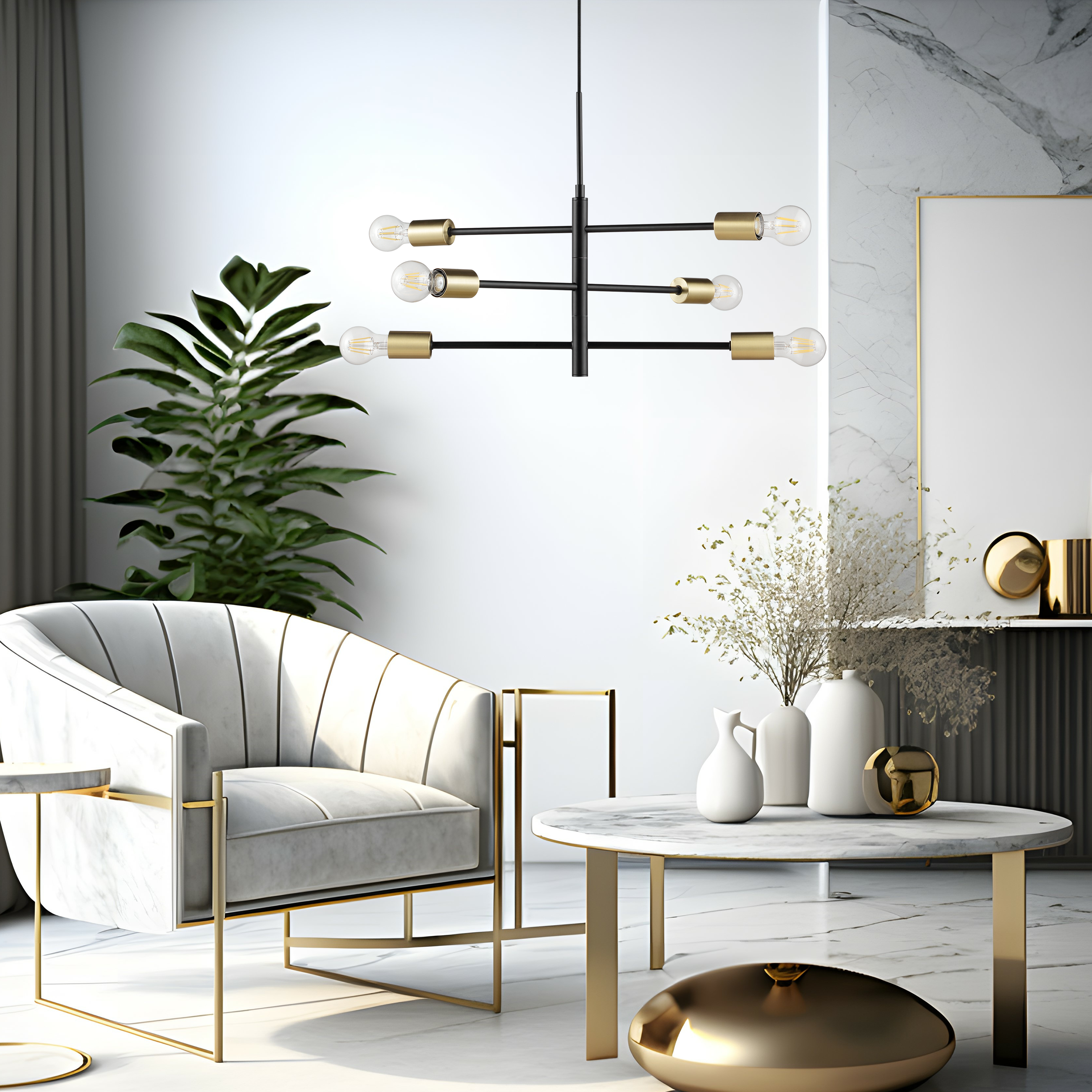 Lampadario Moderno Lina nero 6x E27 Ø60cm INSPIRE - 5