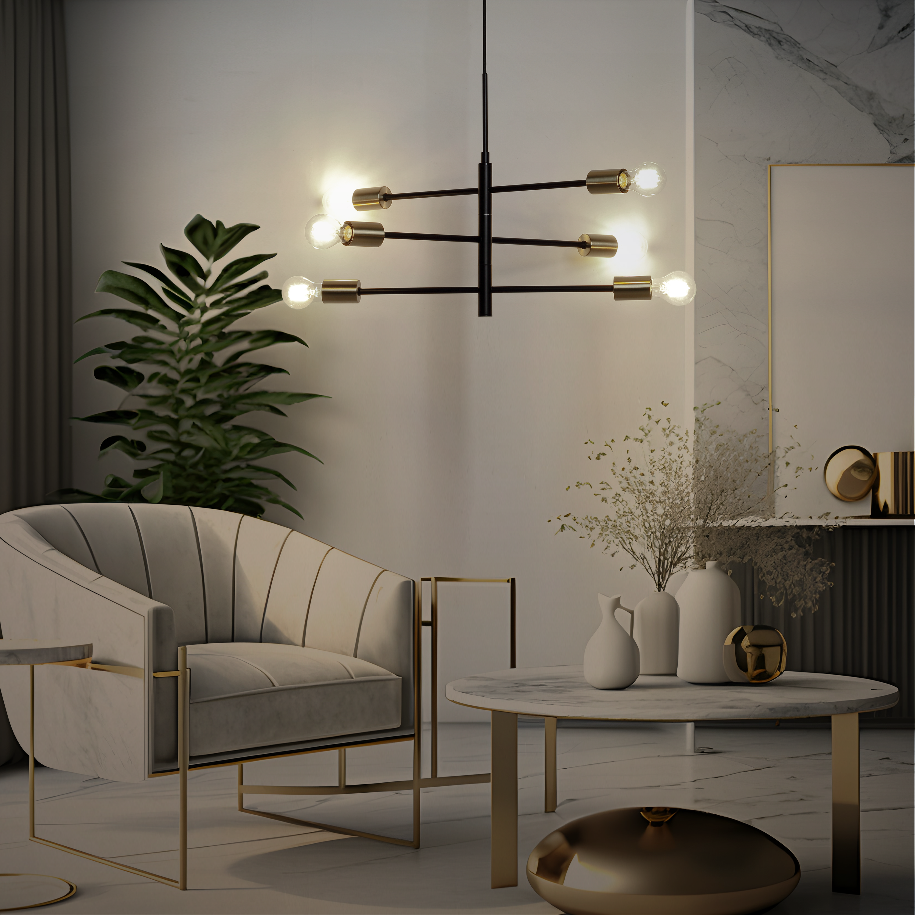 Lampadario Moderno Lina nero 6x E27 Ø60cm INSPIRE - 6