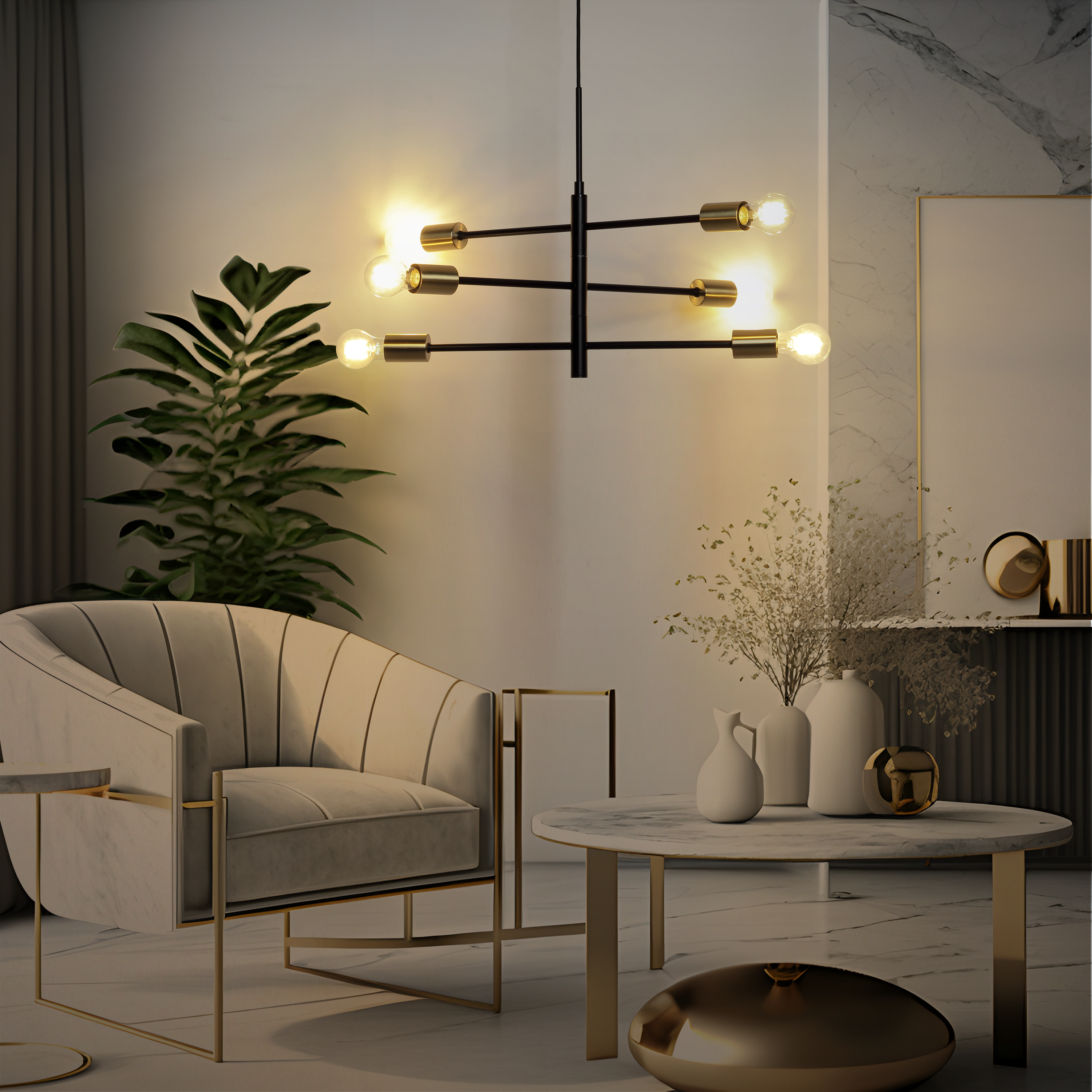 Lampadario Moderno Lina nero 6x E27 Ø60cm INSPIRE - 9