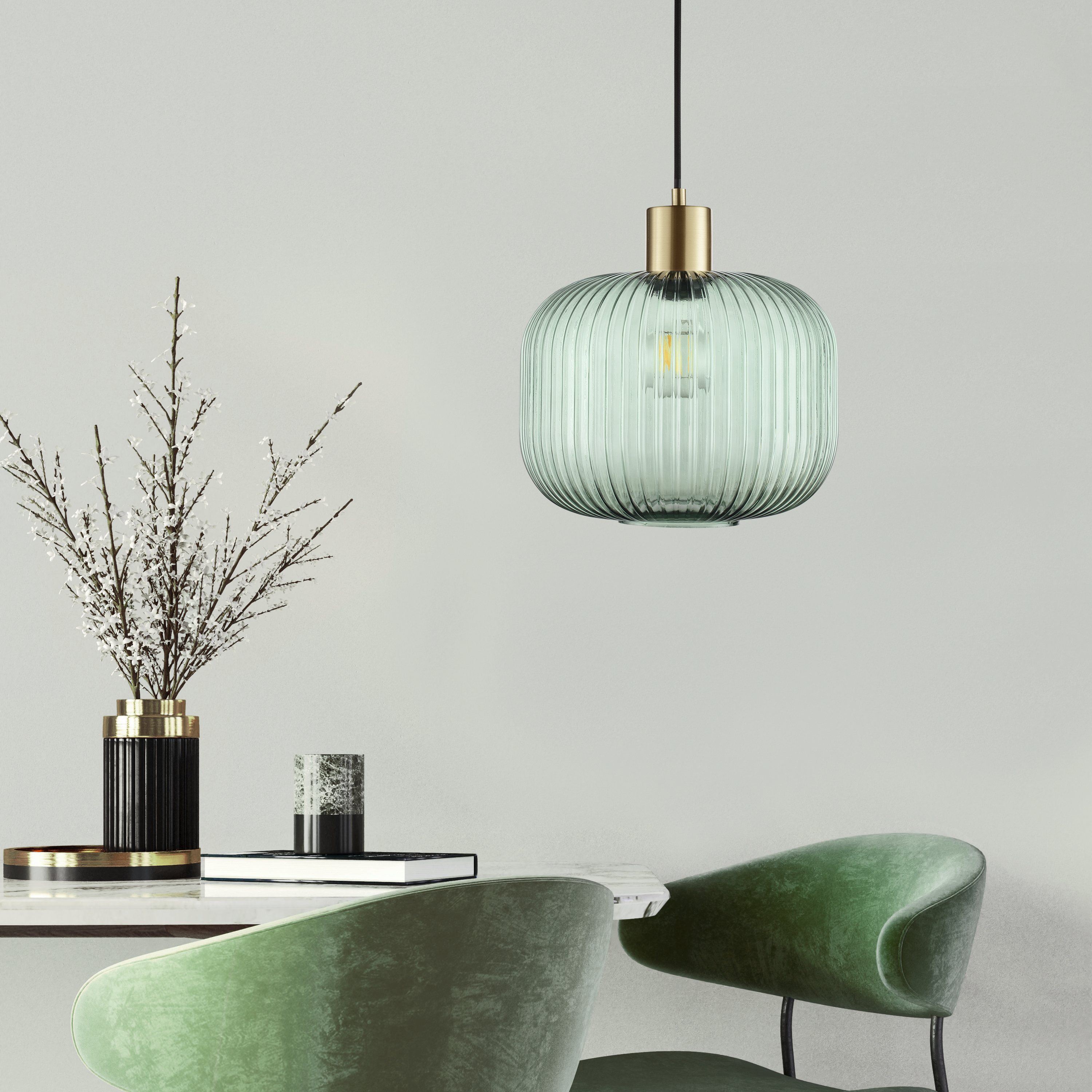 Lampa wisząca Dipsy zielona E27 Inspire - 12