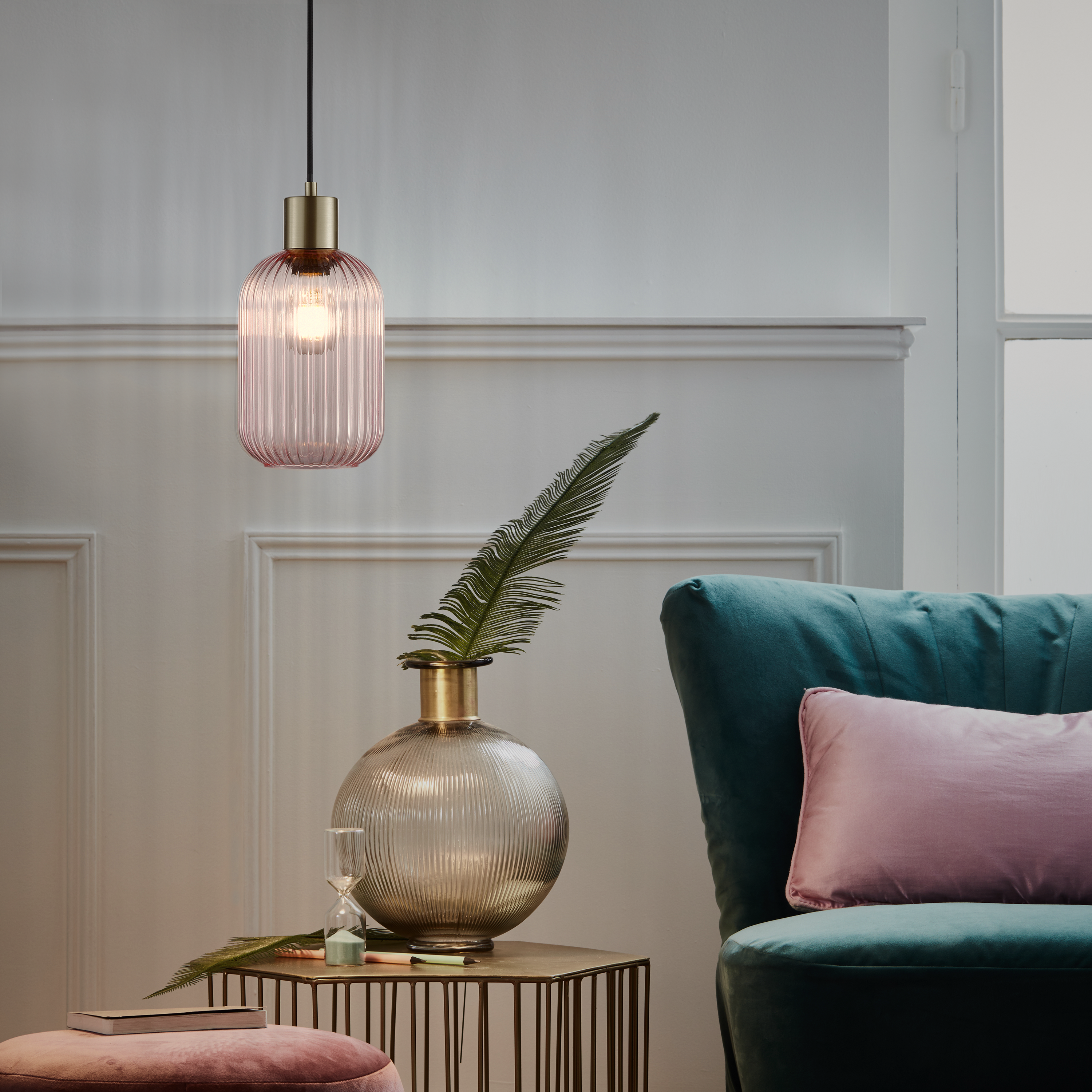 Lampa wisząca Dipsy różowa E27 Inspire - 14