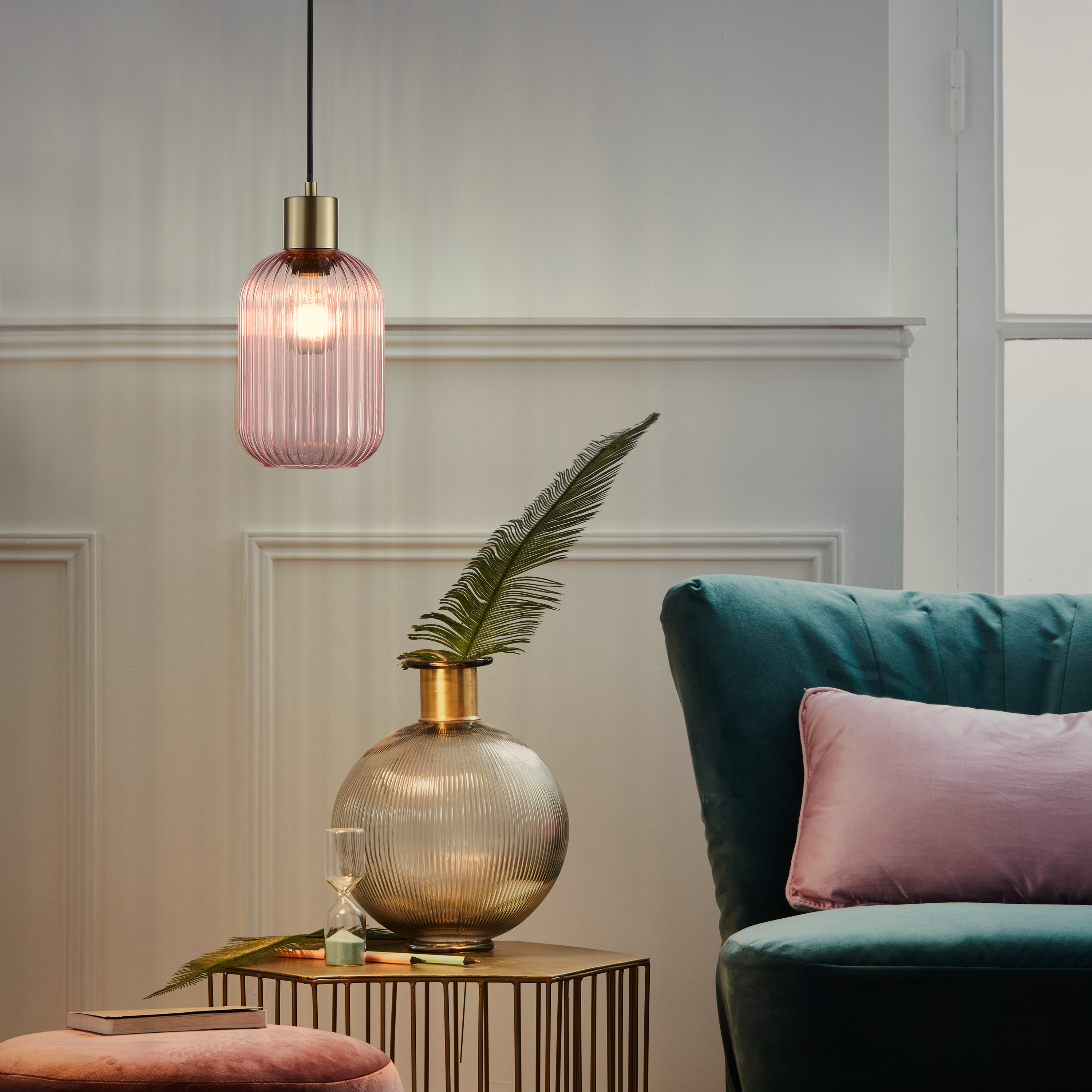 Suspension Dipsy verre, rose, Diam.14 cm INSPIRE, E27 - 3