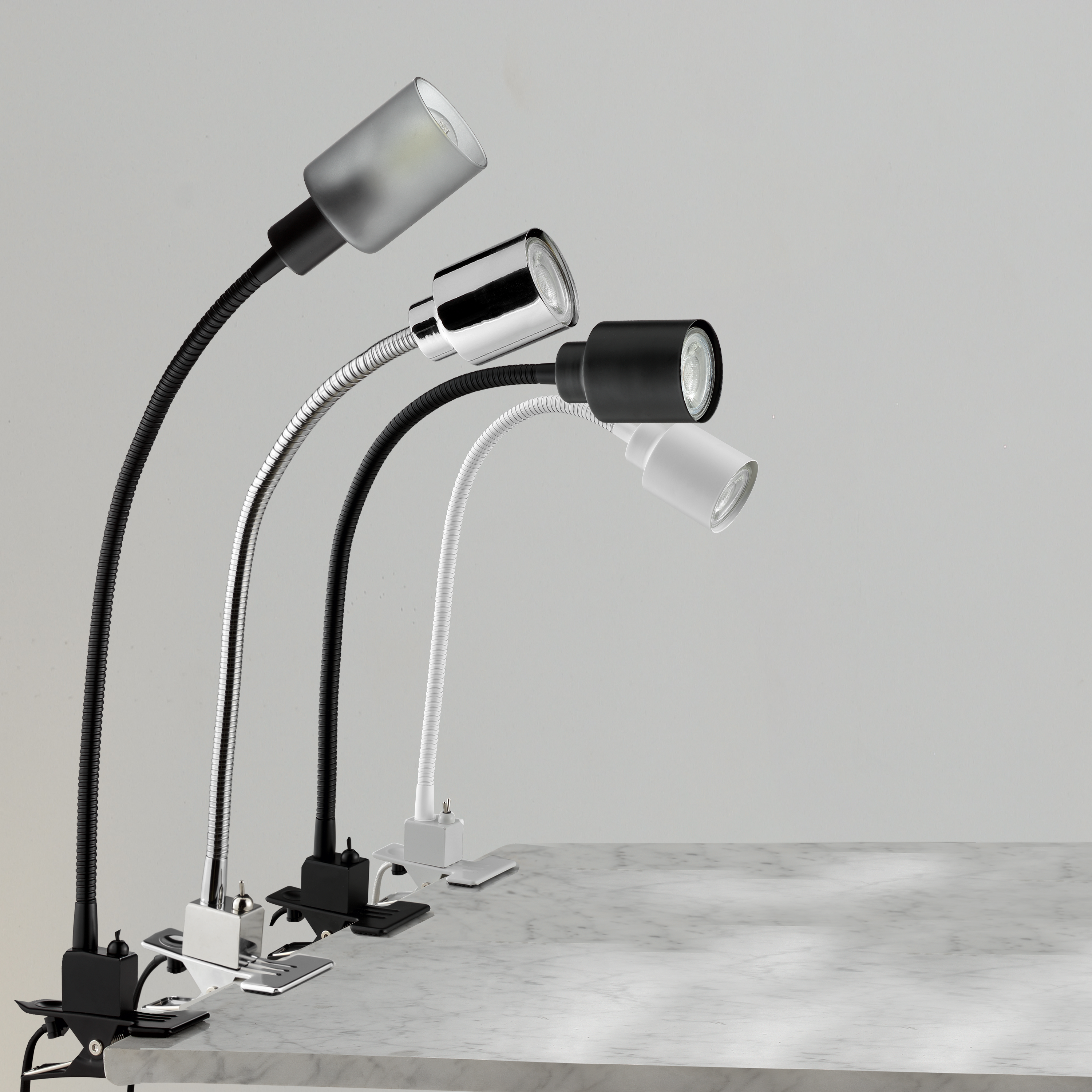 Lampe de bureau à pince Tekla, pvc, blanc, H.42 cm INSPIRE, GU10 - 12