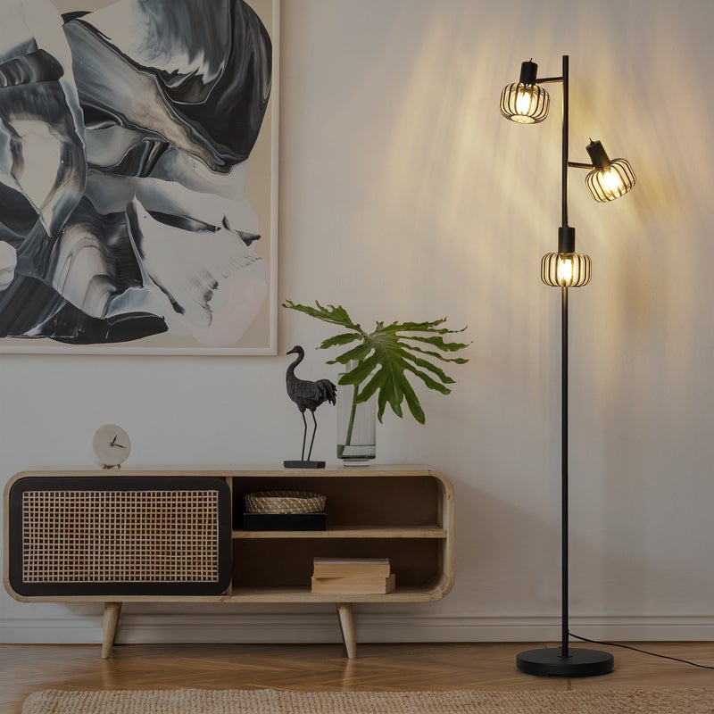 Lampa podłogowa Pecan czarna 3 x E14 Inspire