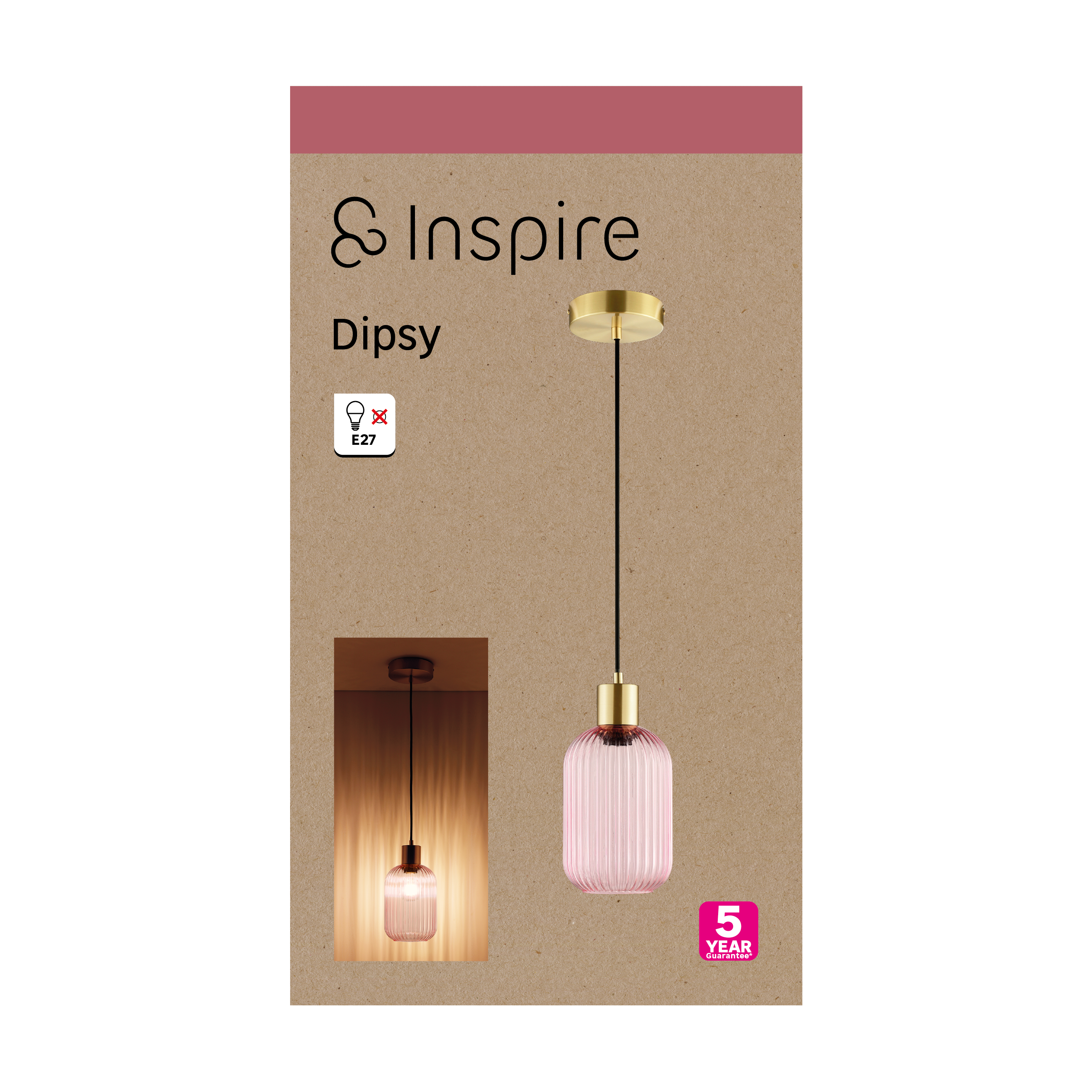 Suspension Dipsy verre, rose, Diam.14 cm INSPIRE, E27 - 12