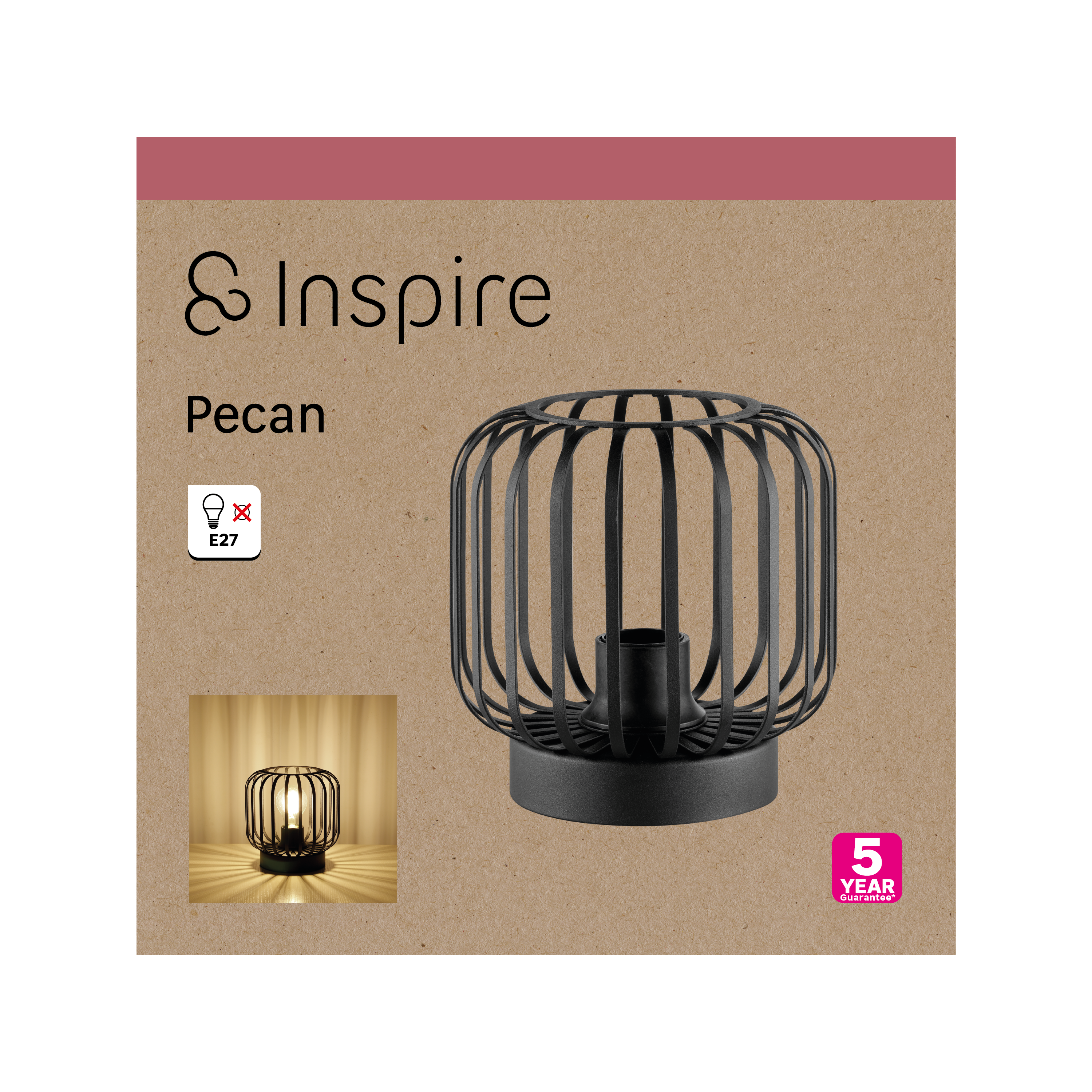 Lampe Pecan metal, pvc, noir, H.18.1 cm INSPIRE, E27 - 8