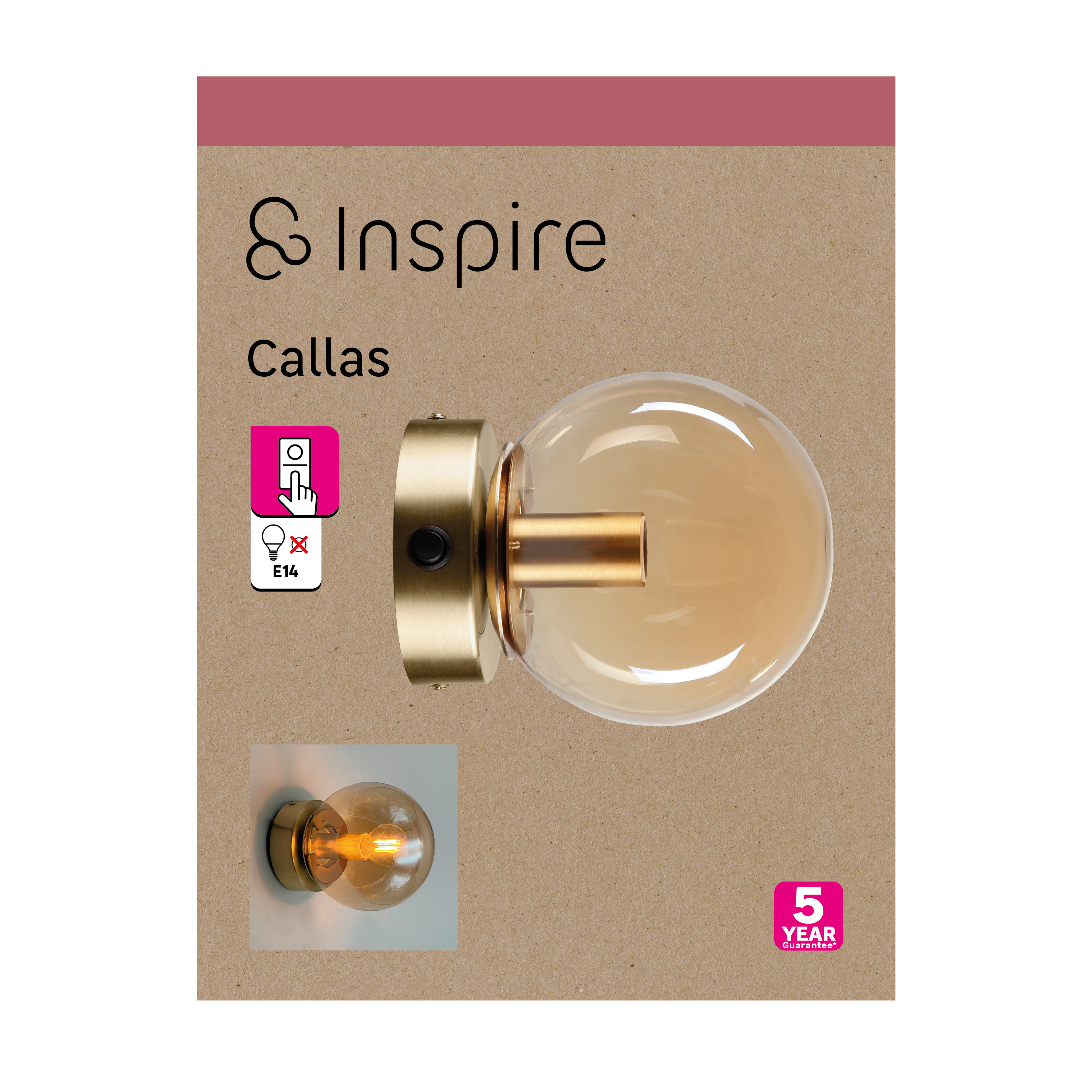 Applique glamour Callas dorato 1X E14 INSPIRE - 14