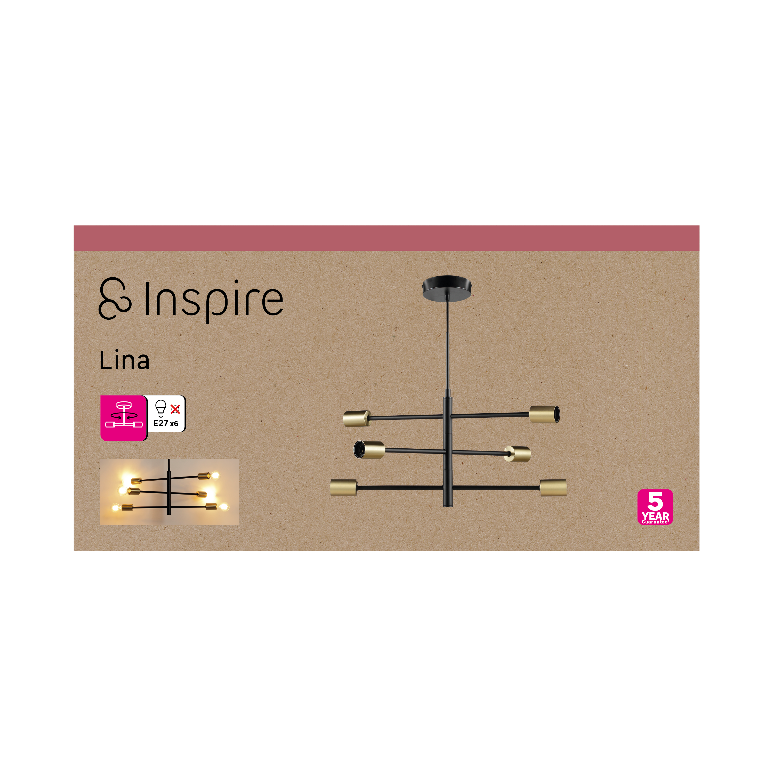 Lampadario Moderno Lina nero 6x E27 Ø60cm INSPIRE - 13