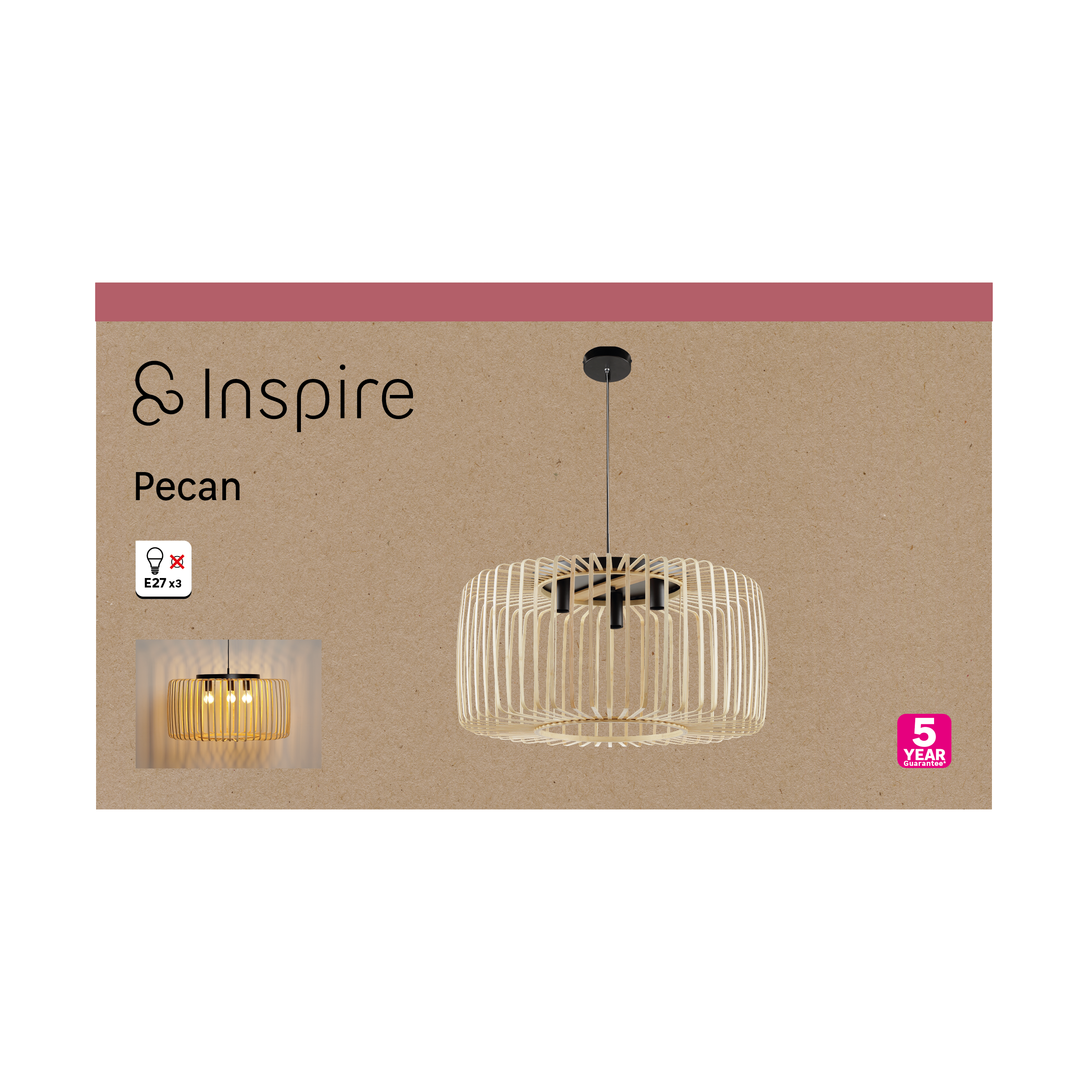 Suspension Pecan bambou bambou, beige, Diam.75 cm INSPIRE, E27 - 10