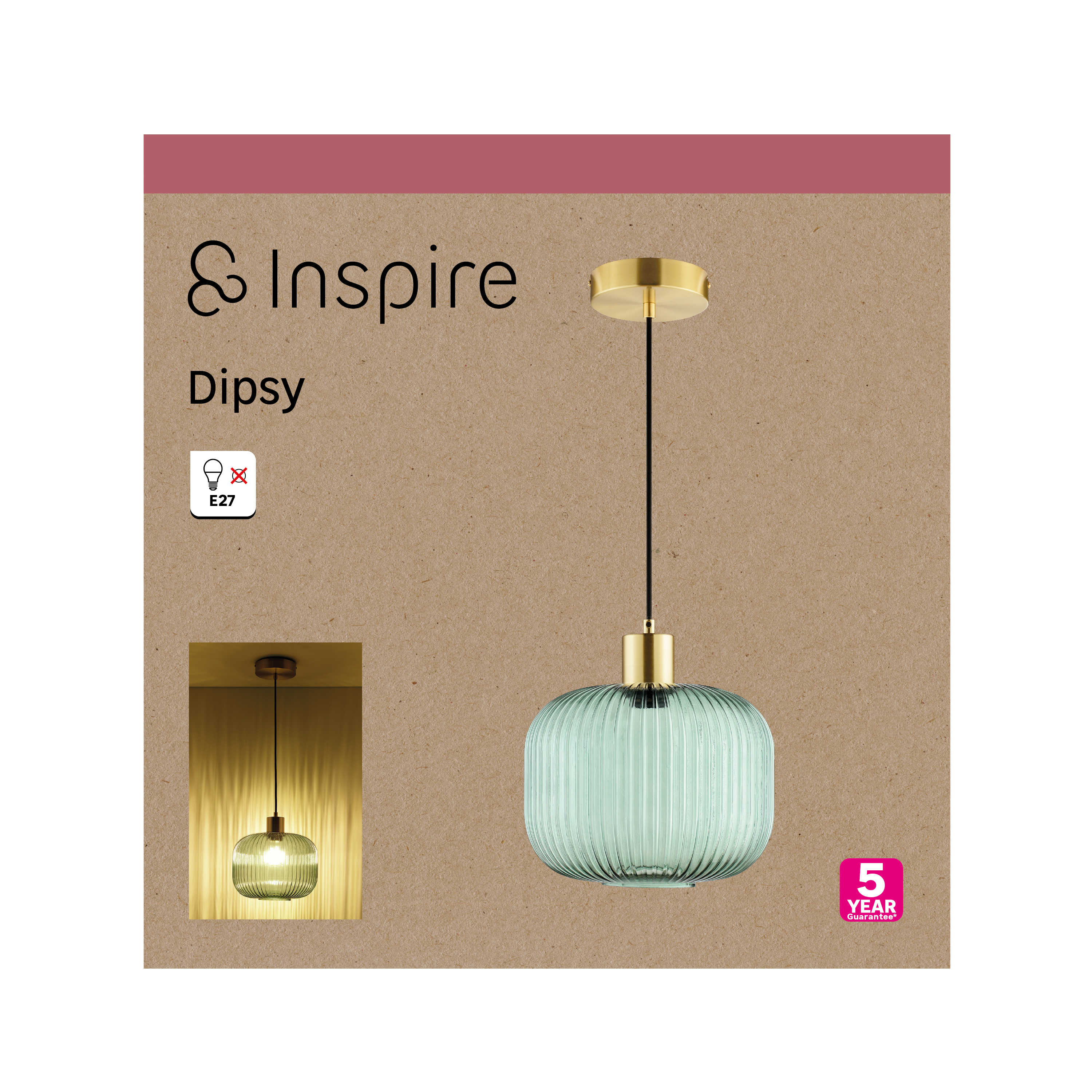 Suspension Dipsy verre, vert, Diam.25 cm INSPIRE, E27 - 12