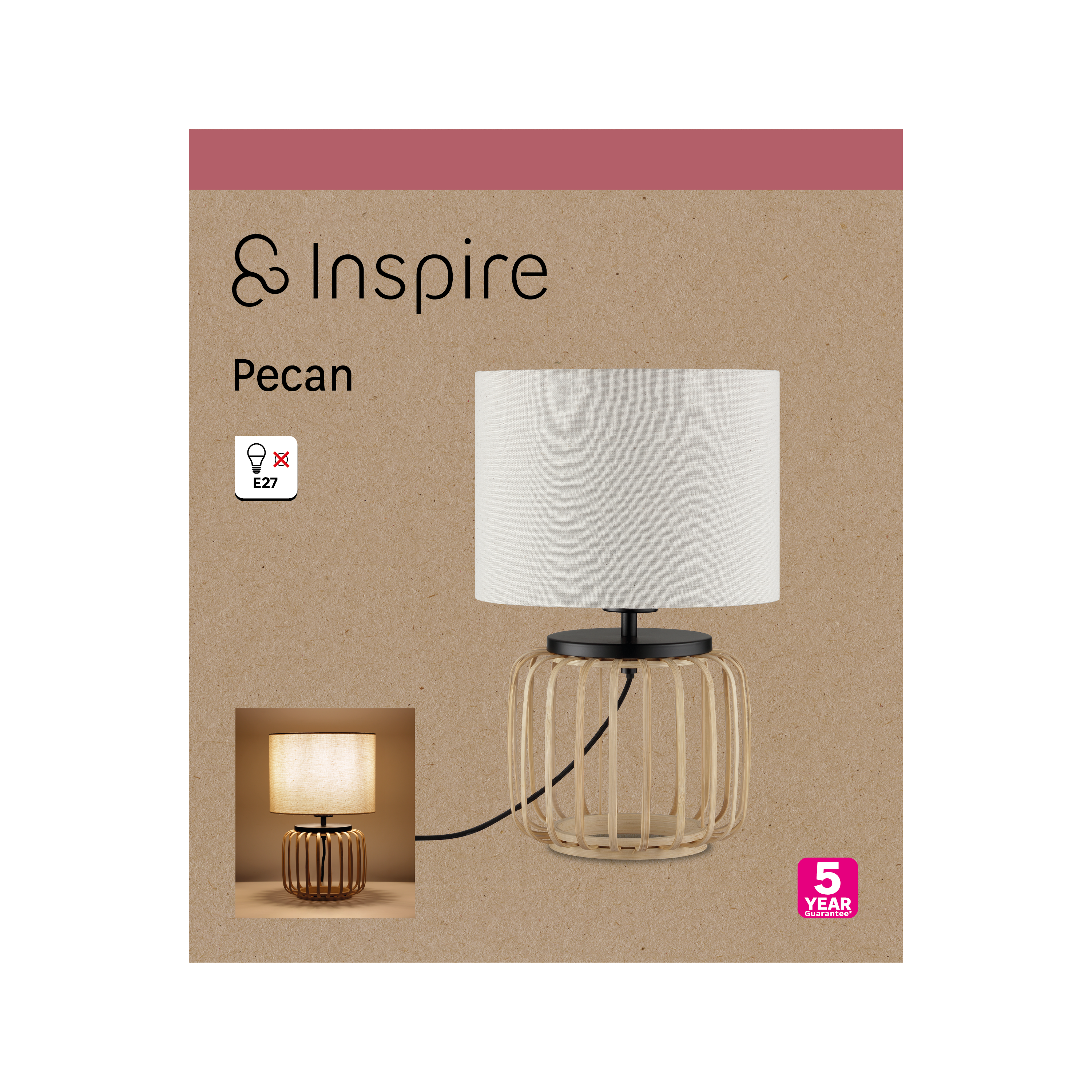Lampe Pecan bambou, bambou, blanc, H.35.4 cm INSPIRE, E27 - 10
