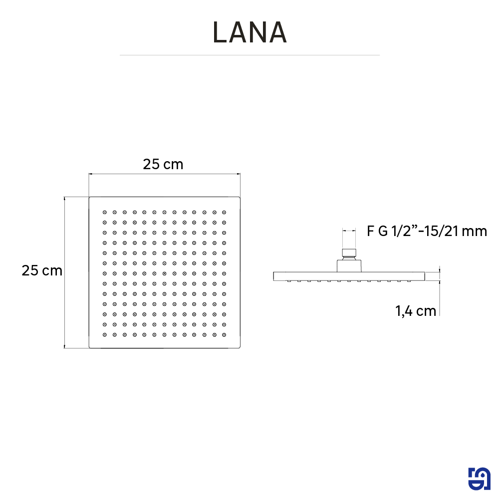 Pomme haute carré L.25 x l.25 cm, SENSEA Lana, chromé - 6