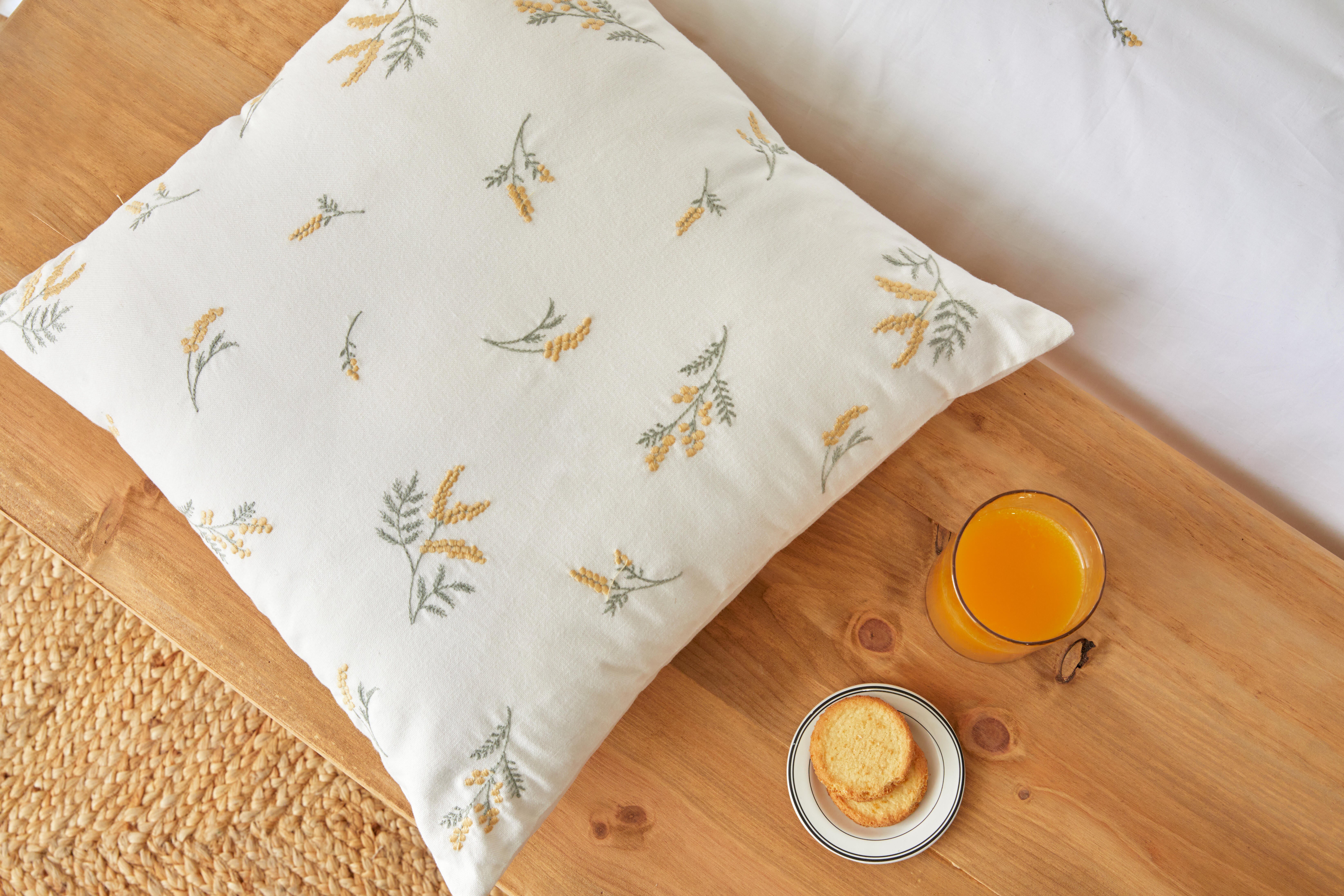 Almofada decorativa Mimosa Algodão branco 45x45cm - 4