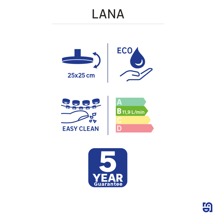 cabeça duche lana 25cm cromado