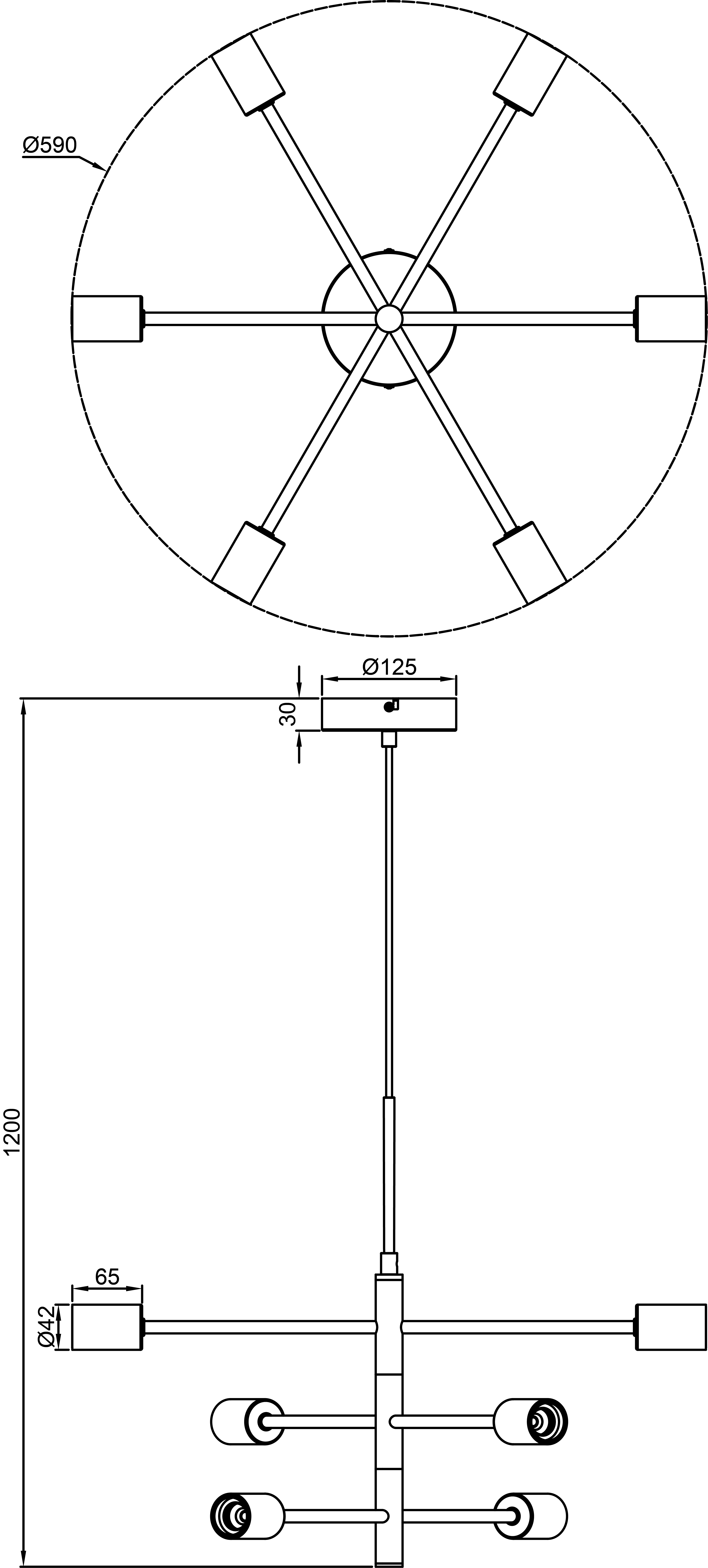 Lampadario Moderno Lina nero 6x E27 Ø60cm INSPIRE - 12