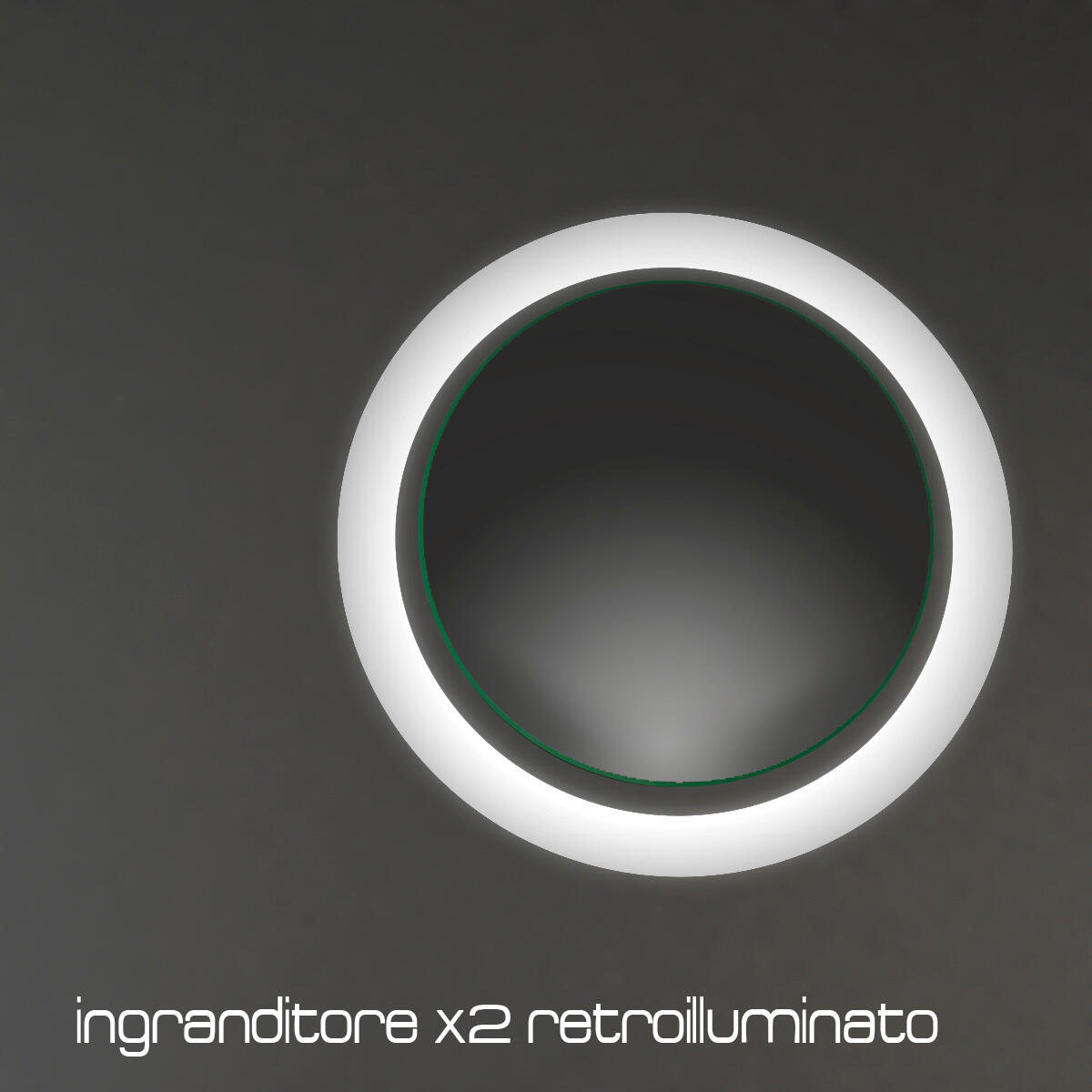 Specchio con illuminazione integrata completo di faretto bagno tondo Logos L 80 x H 80 x P 2.5 cm - 4