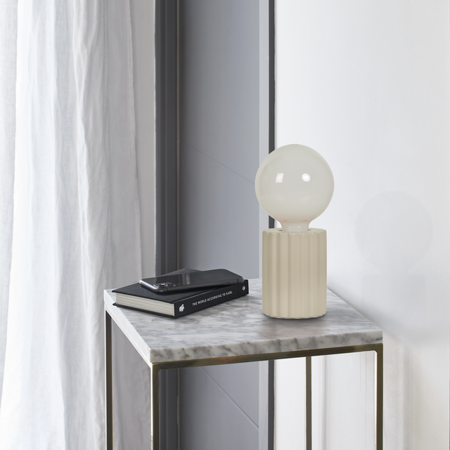 Lampe Tyamo, céramique, beige, H.13 cm INSPIRE, E27