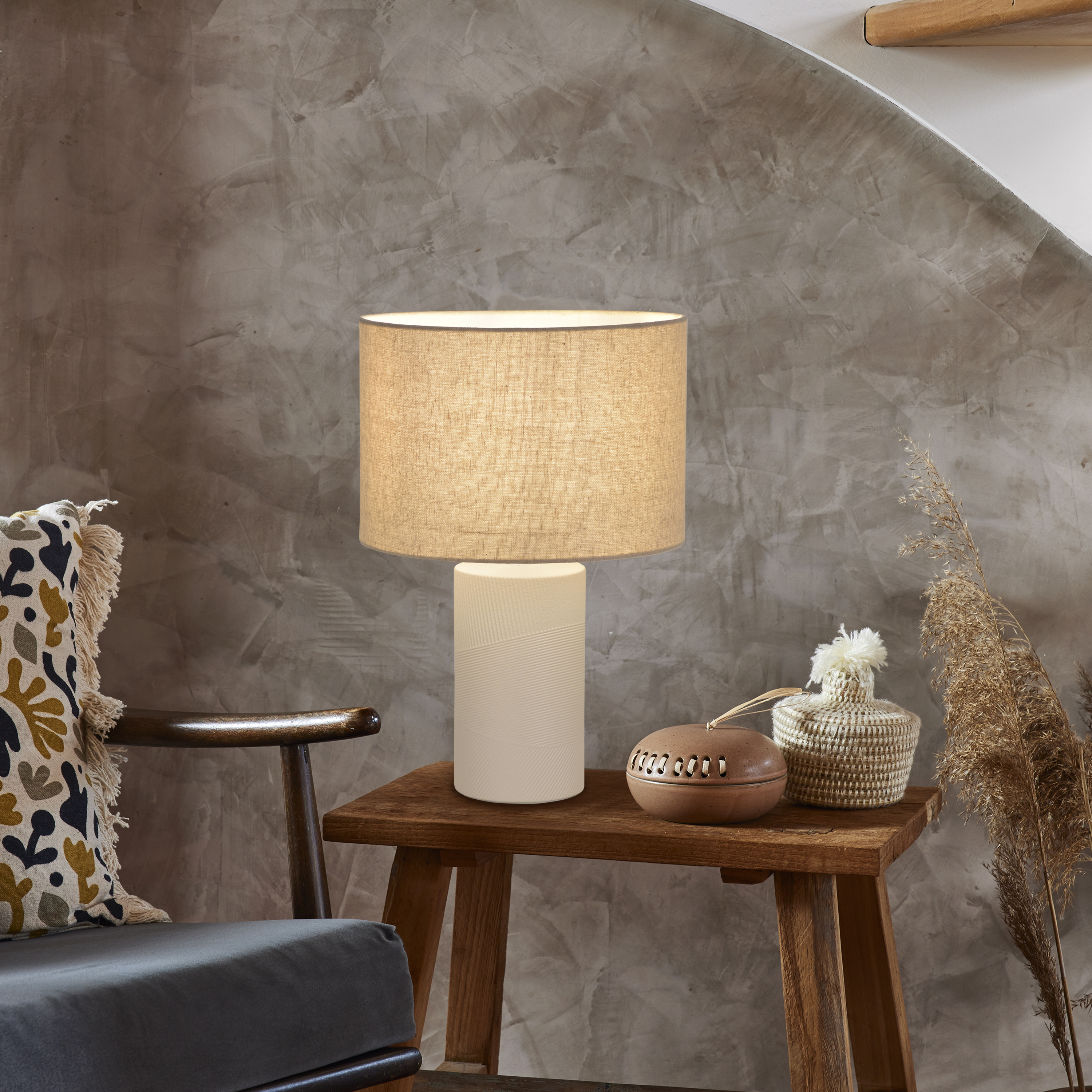 Lampa stołowa Lanzoma beżowa E27 Inspire - 20