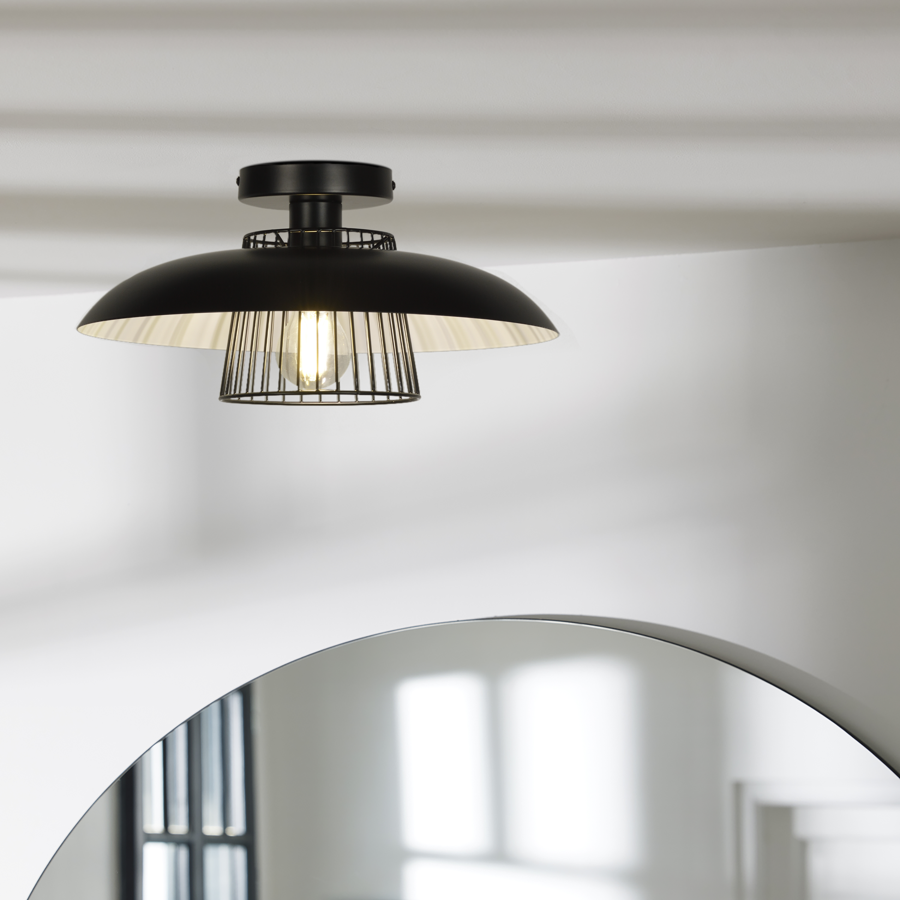 Plafonnier Sitio, métal noir, E27, D.38, INSPIRE - 6