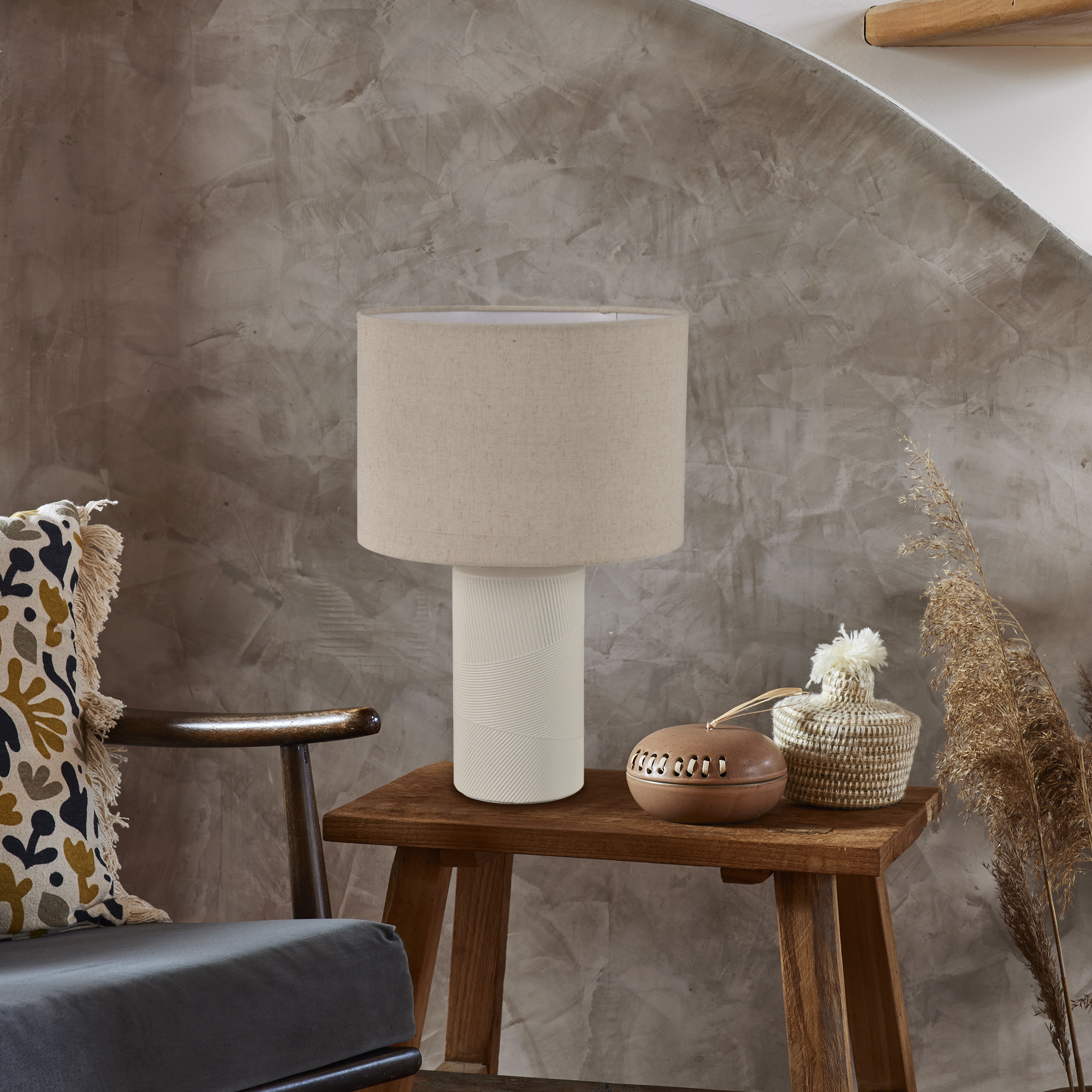 Lampa stołowa Lanzoma beżowa E27 Inspire - 19