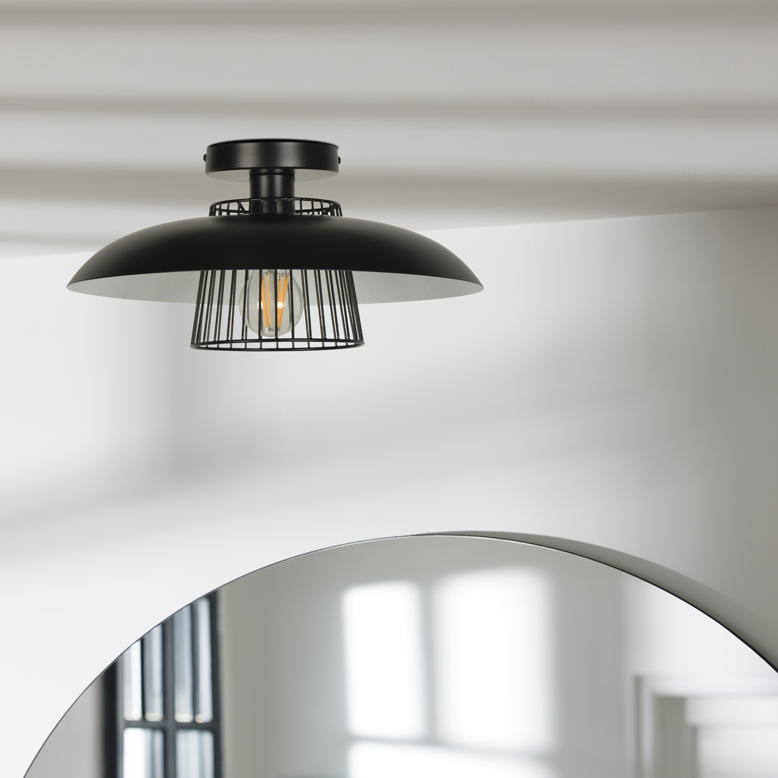 Plafonnier Sitio, métal noir, E27, D.38, INSPIRE - 5