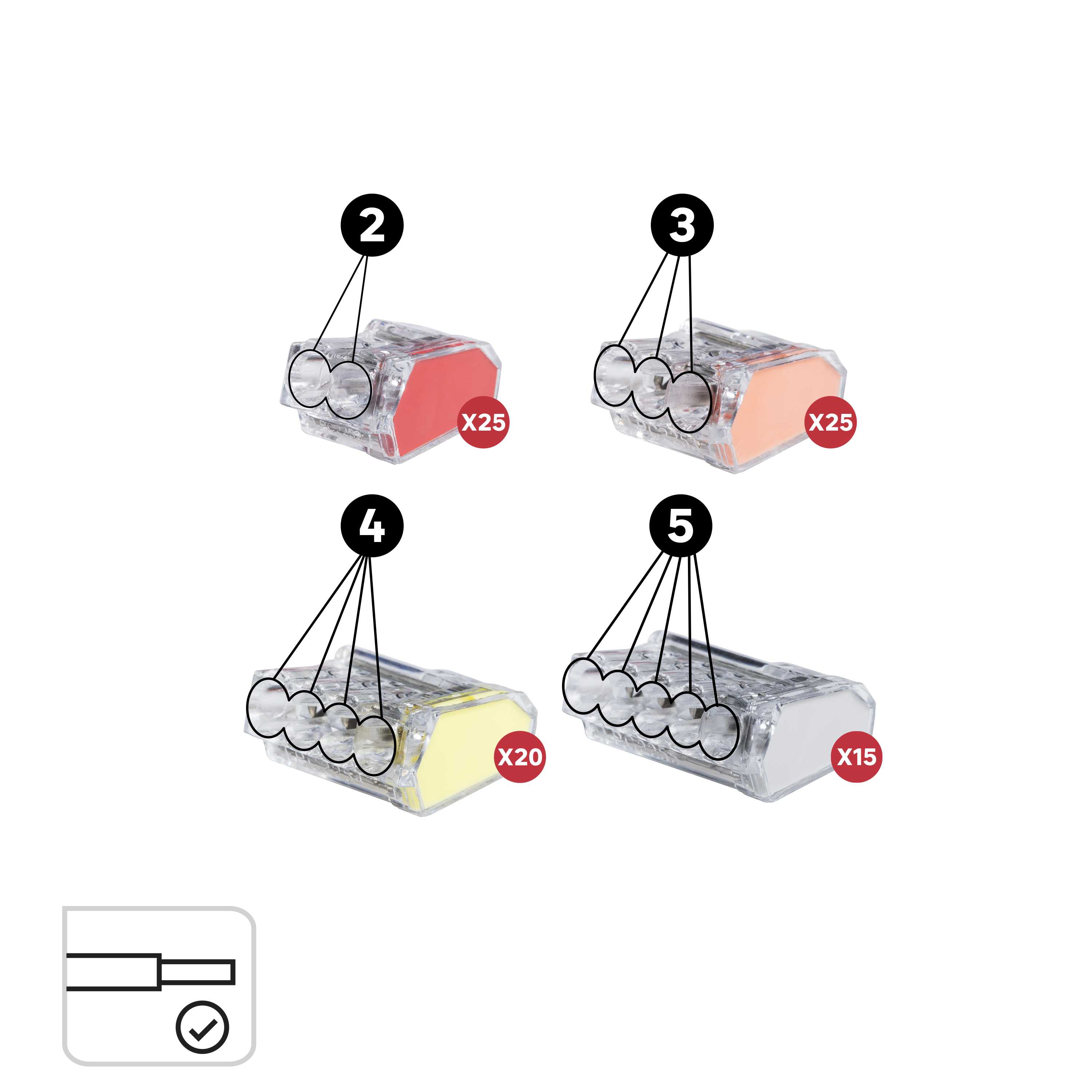 Assortiment de 50 bornes automatiques, 2.5mm² pour rigide LEXMAN - 2