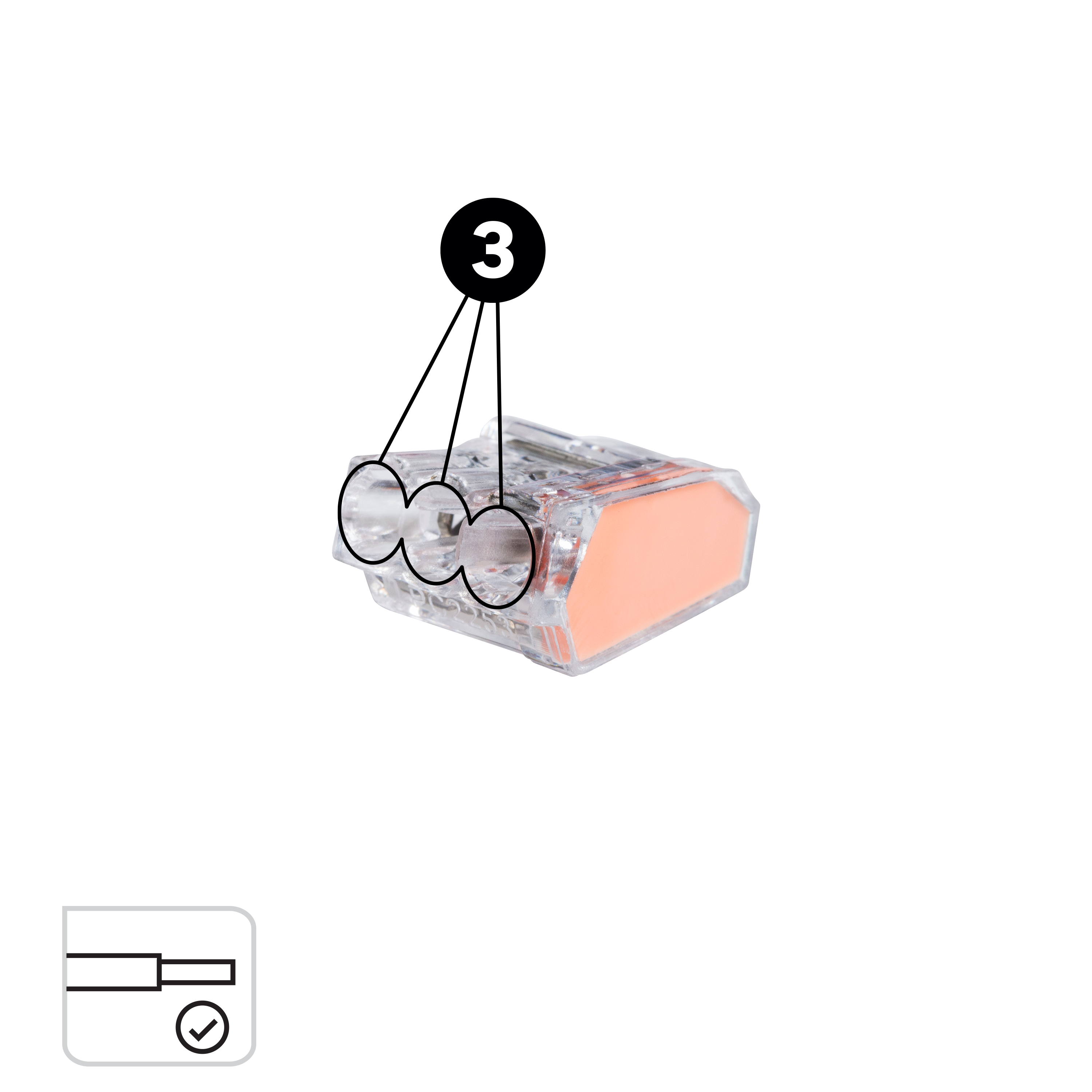Lot de 20 bornes automatiques, 2.5mm² pour rigide LEXMAN 3 FILS - 2