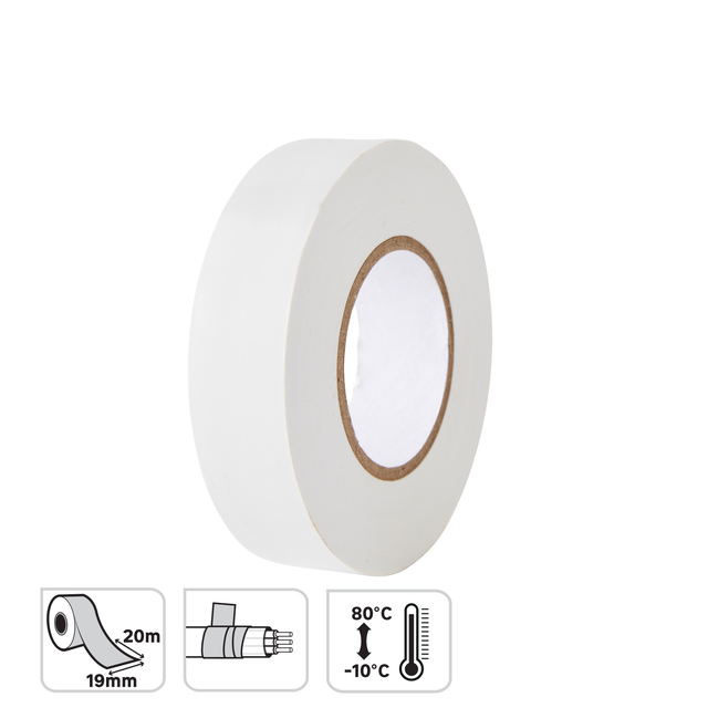 Ruban adhésif, L.20 m x l.19 mm transparent / blanc, LEXMAN