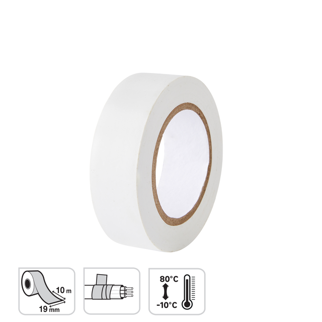 Ruban adhésif, L.10 m x l.19 mm blanc, LEXMAN