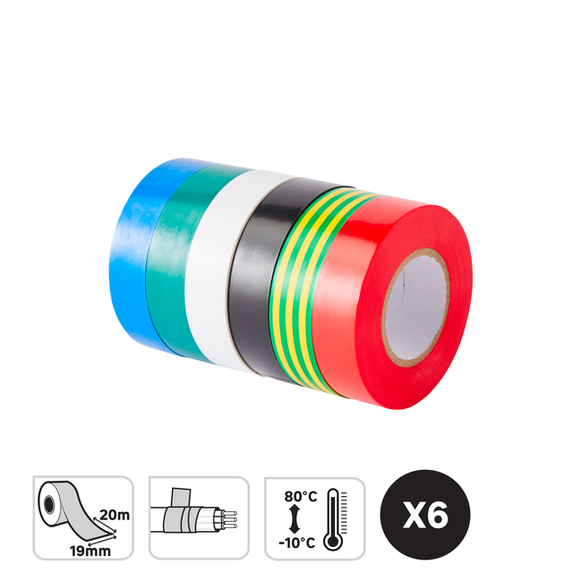 Ruban adhésif, L.20 m x l.19 mm multicouleur, LEXMAN