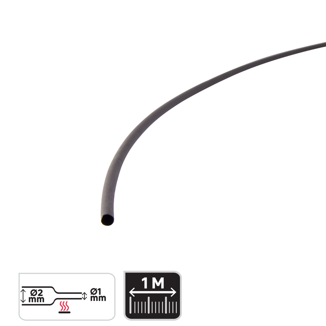 Gaine thermorétractable noir, L.1 m x l.0 mm, Diam.2 mm, LEXMAN