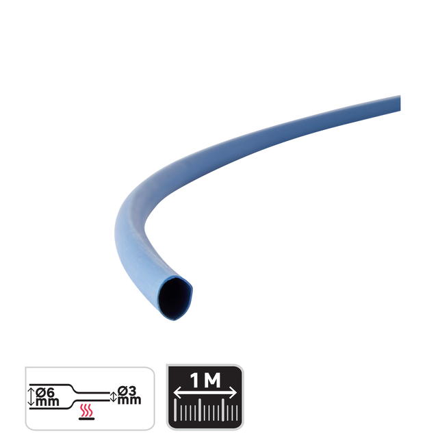 Gaine Thermorétractable Bleu, L.1 M, Diam.6.4 Mm, Zenitech