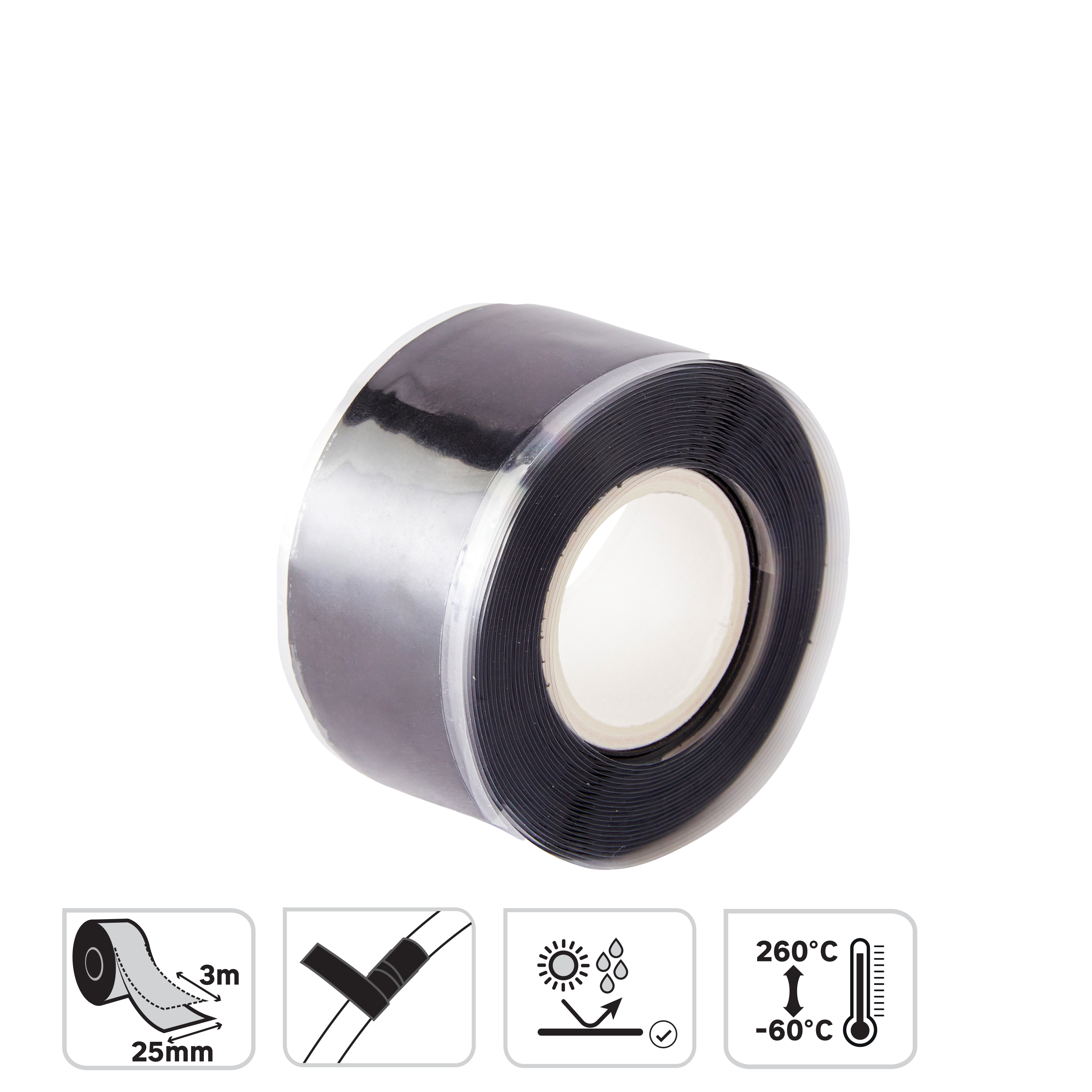 Samozgrzewająca taśma izolacyjna 25 mm / 3 m Czarna LEXMAN - 3