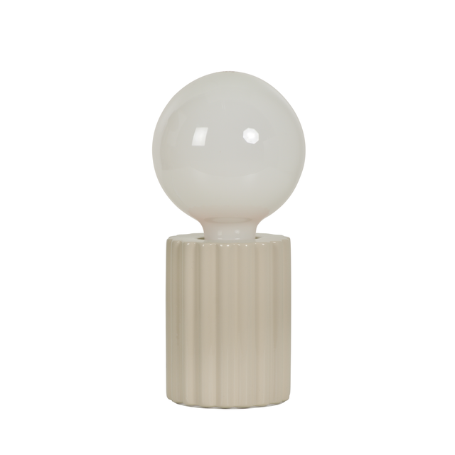 Lampe E27 Tyamo, céramique, beige, H. 13cm, INSPIRE