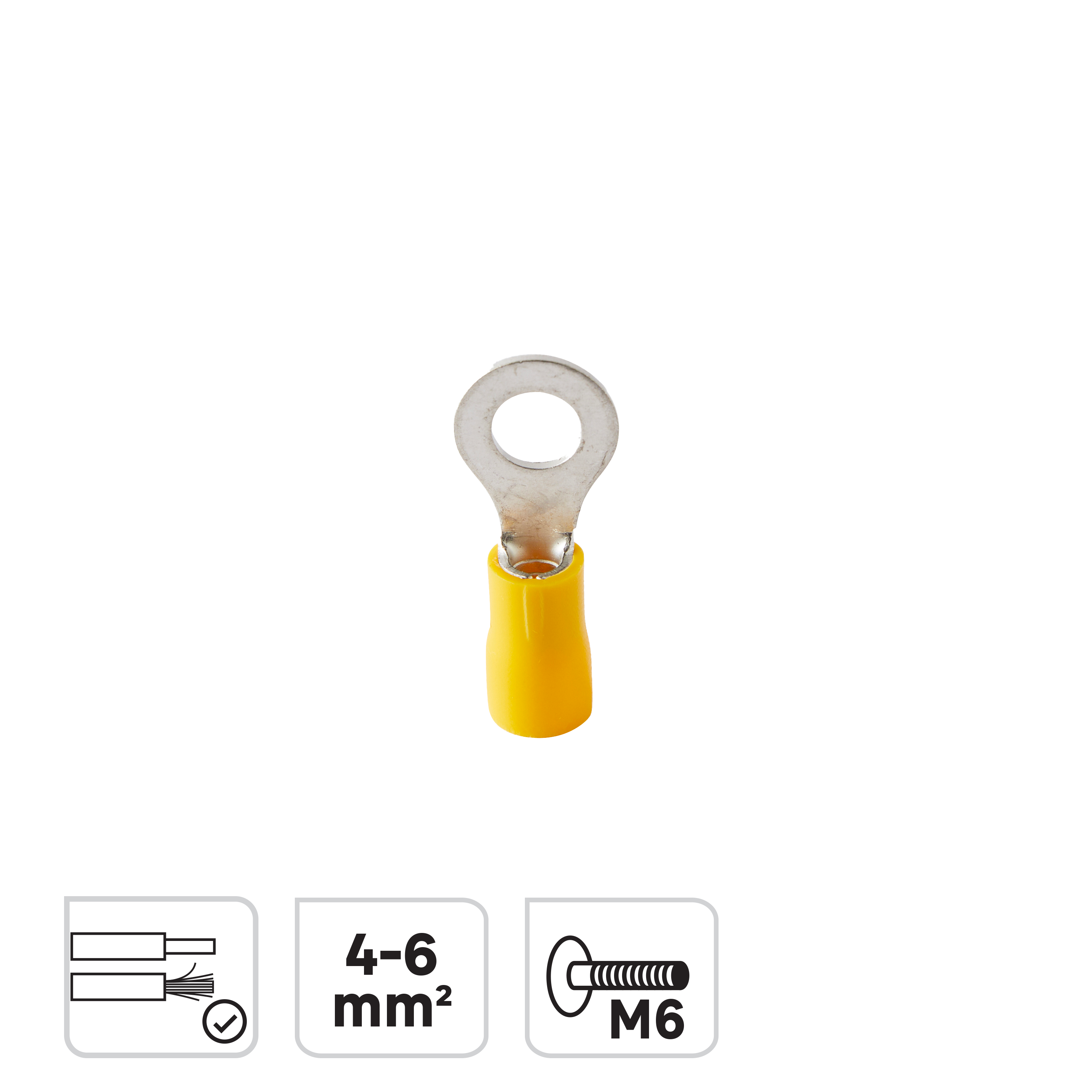 50 terminais olhal 4-6MM2 M6 AMARELO LEXMAN - 3