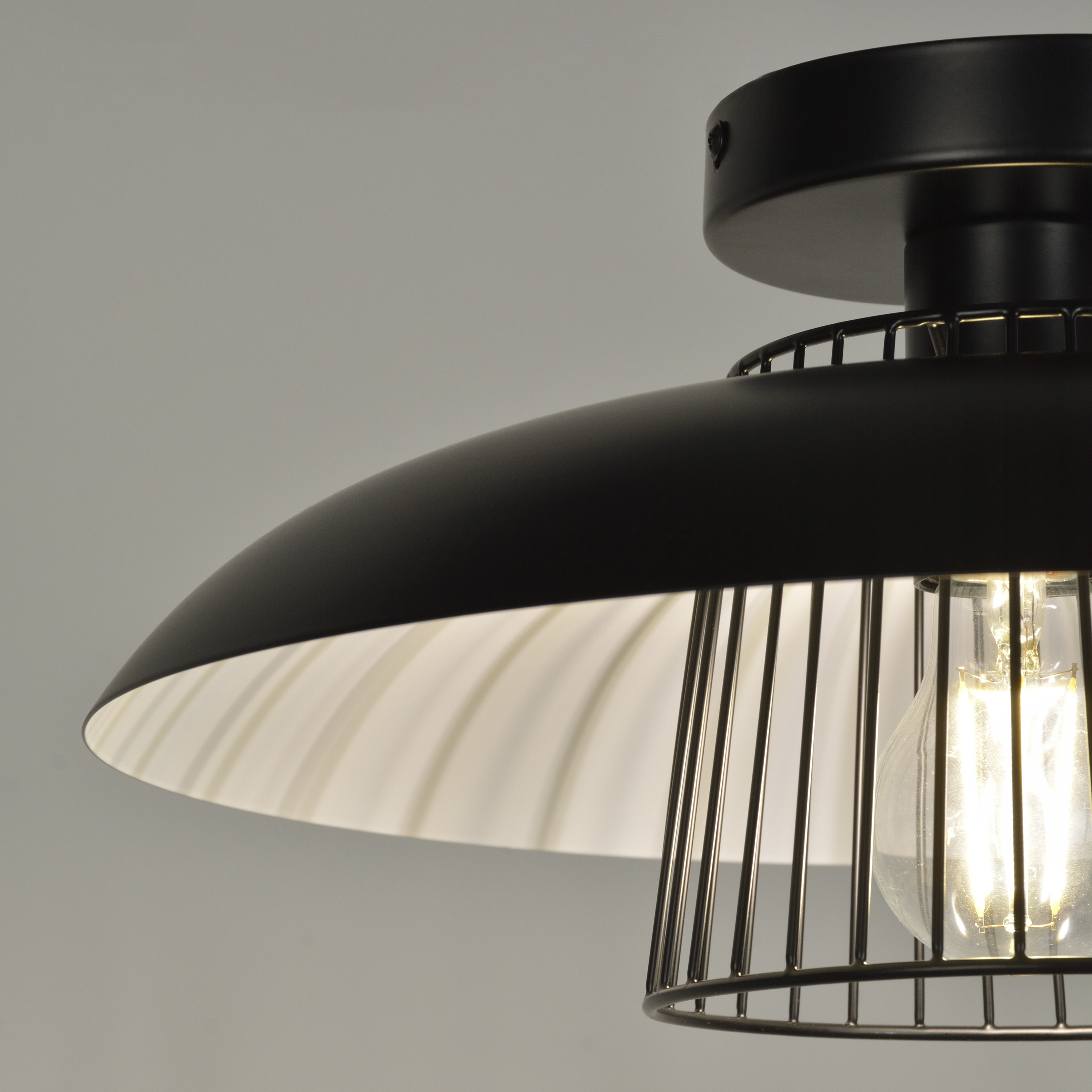 Plafonnier Sitio, métal noir, E27, D.38, INSPIRE - 9