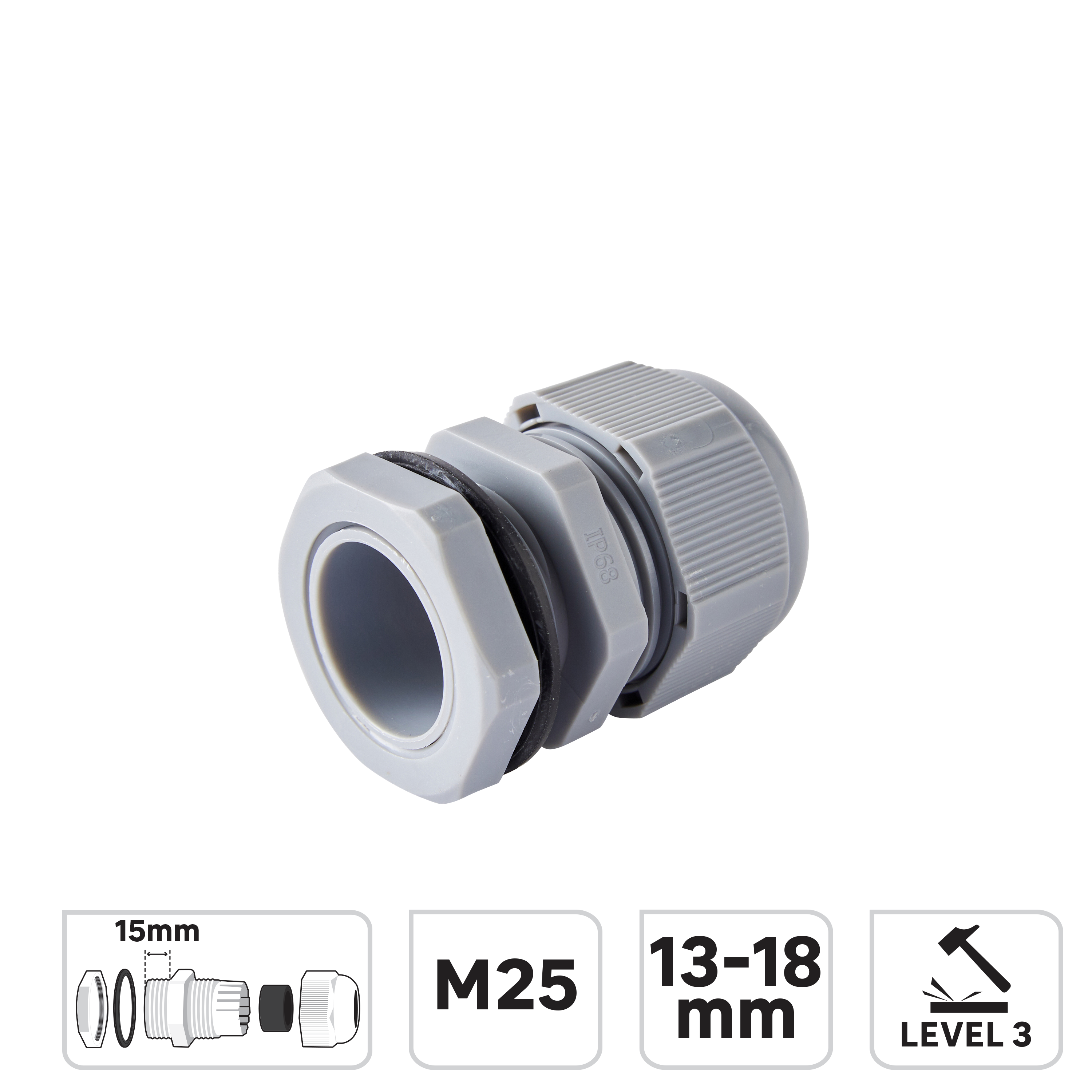 Prensa estopa 25 mm ip68 gris LEXMAN - 5