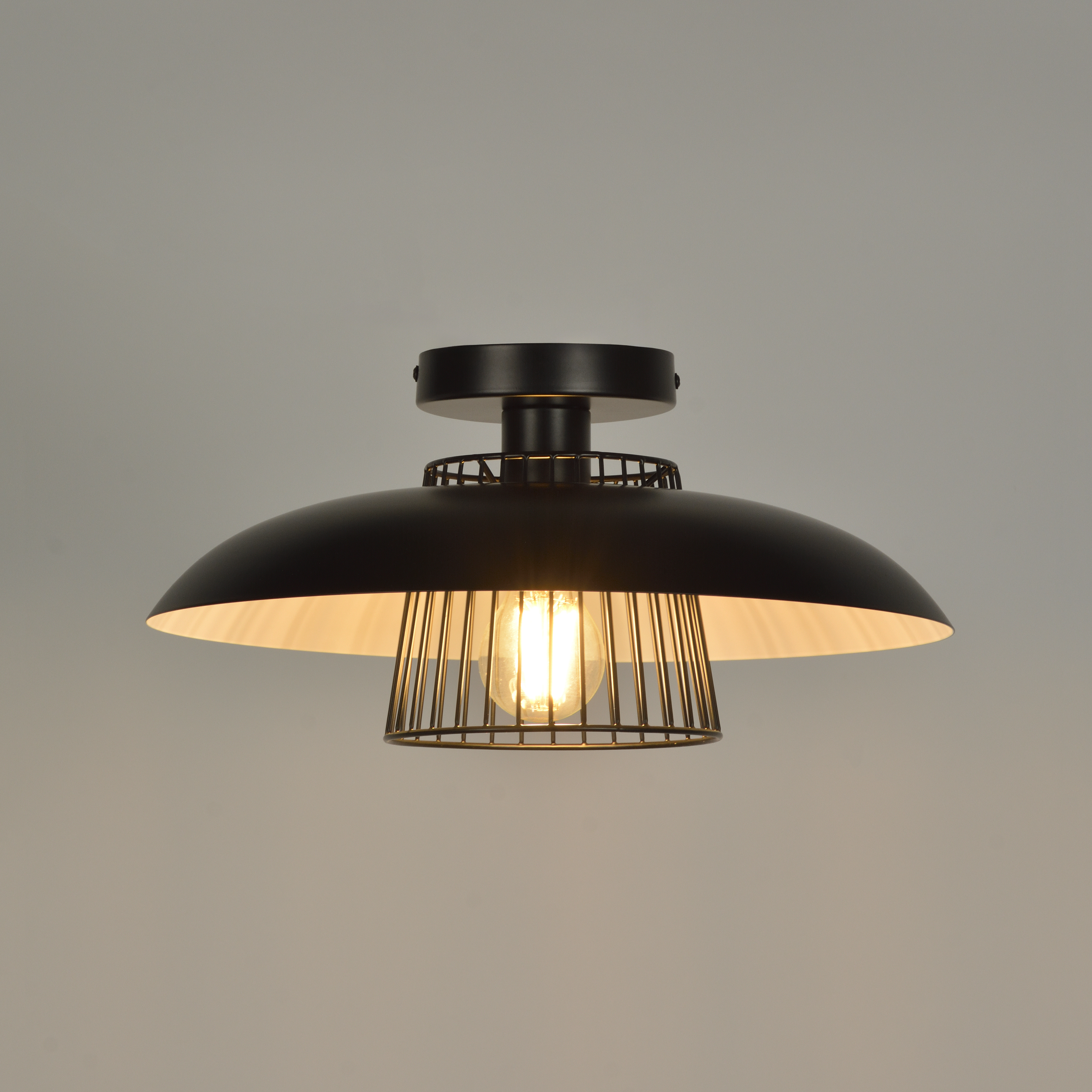 Plafonnier Sitio, métal noir, E27, D.38, INSPIRE - 7