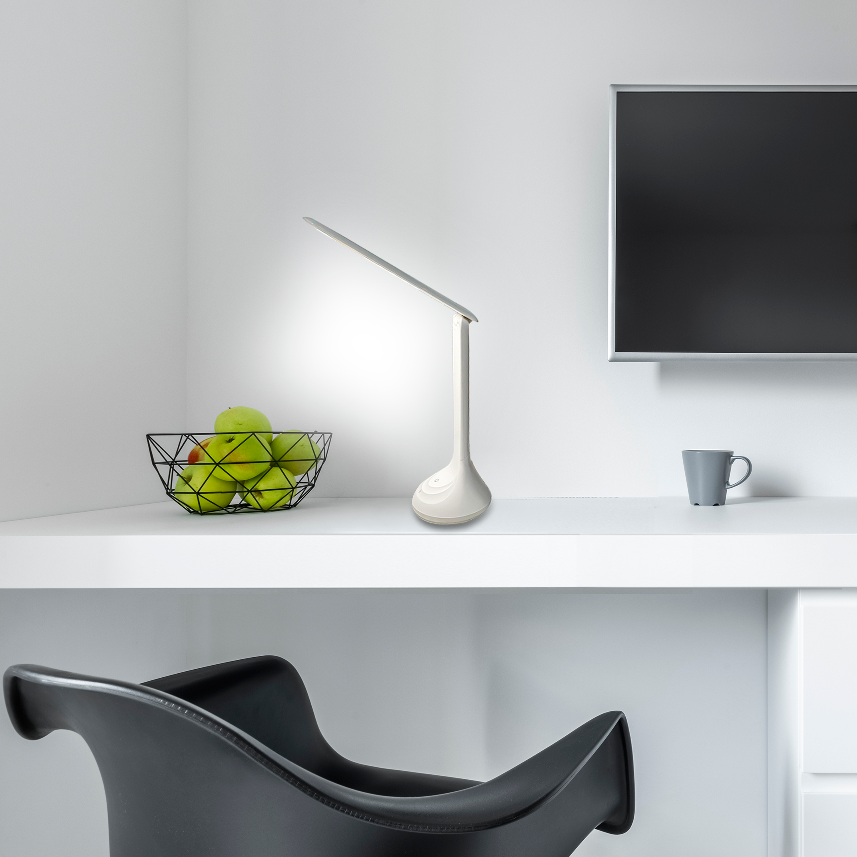 Lampada da scrivania LED moderno PALASSO USB bianco, luce naturale 380 LUMEN, INSPIRE - 2