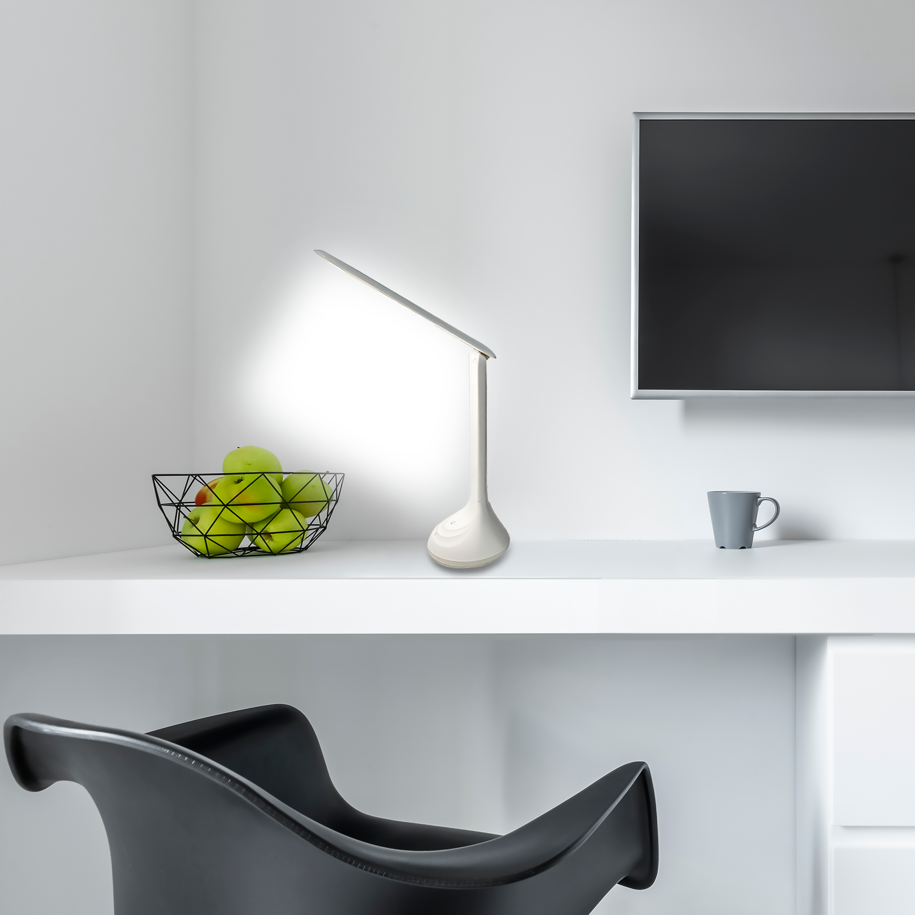 Lampada da scrivania LED moderno PALASSO USB bianco, luce naturale 380 LUMEN, INSPIRE - 15