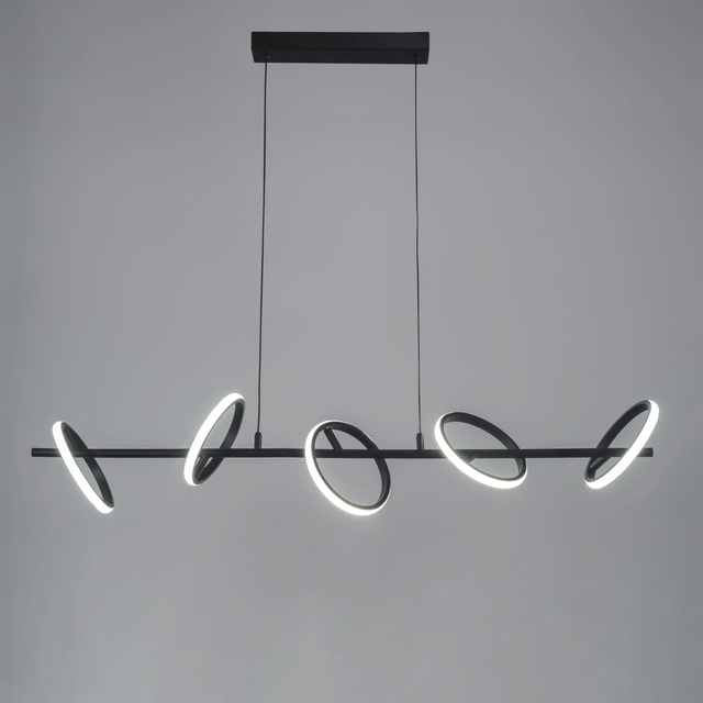 Lampadario LED design Kapeo nero Ø16cm, luce con 3 temperature di colore 4900 lumen, INSPIRE