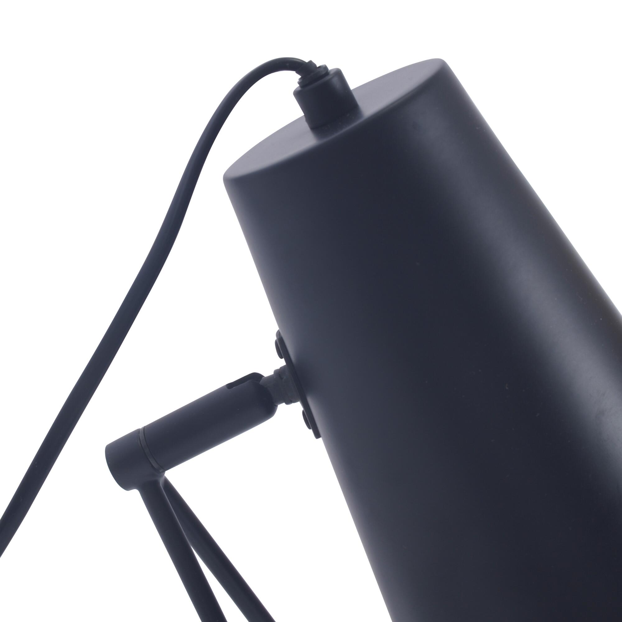 Lámpara de mesa compatible con casquillo E14 Moeta INSPIRE con estructura hierro negro pantalla negra de acero alimentación a red - 6