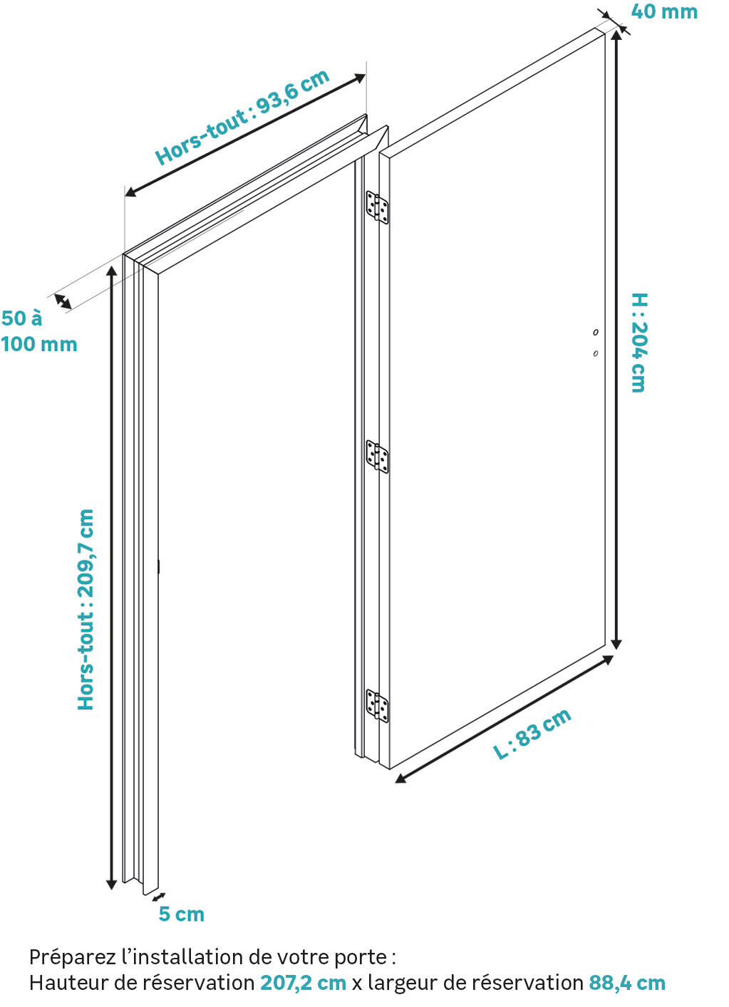 Bloc-porte fin de chantier chêne Goa vitrée, H.204 x l.83cm, poussant gauche - 7