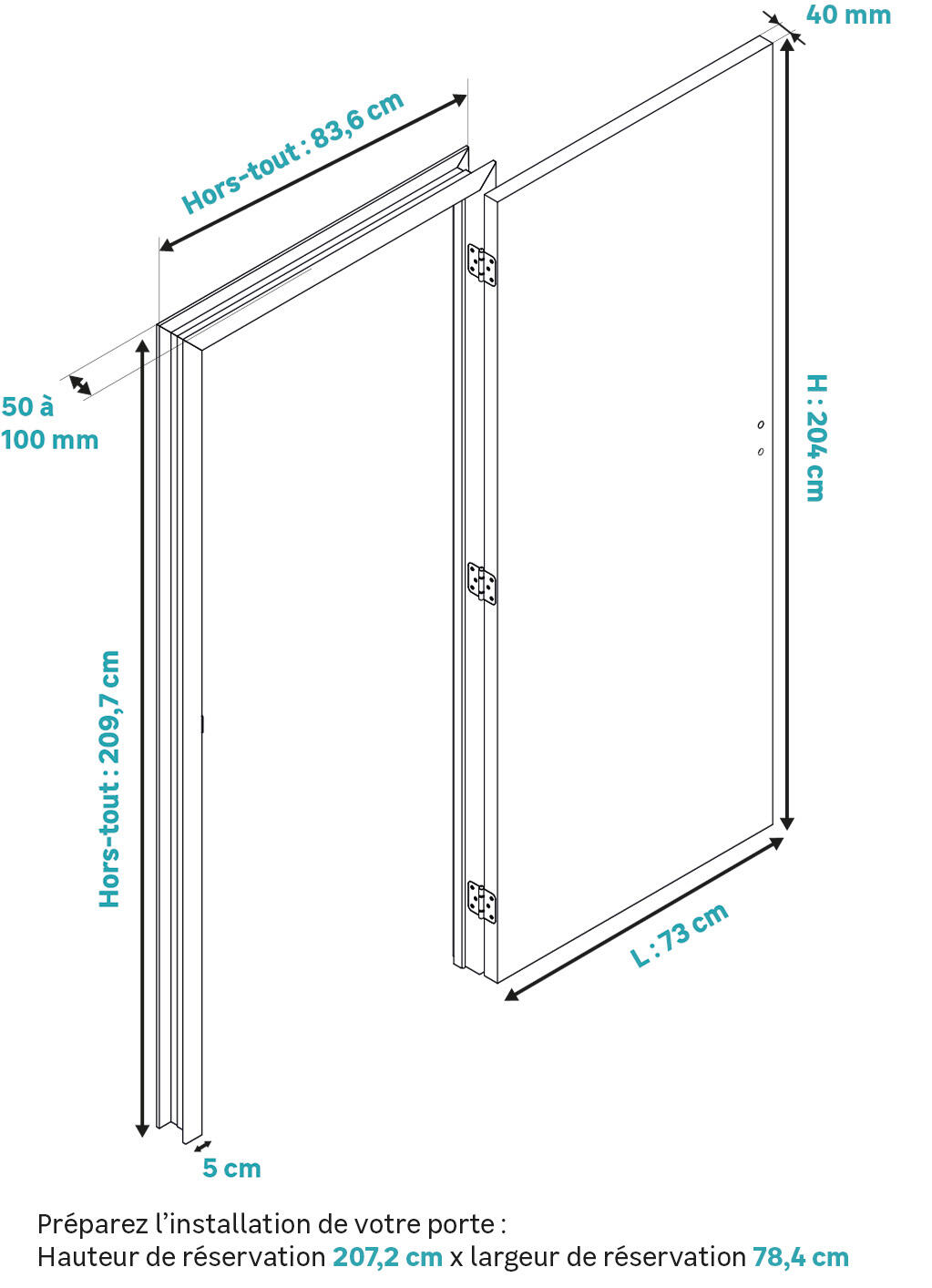Bloc-porte fin de chantier chêne Goa vitrée, H.204 x l.73cm, poussant gauche - 7