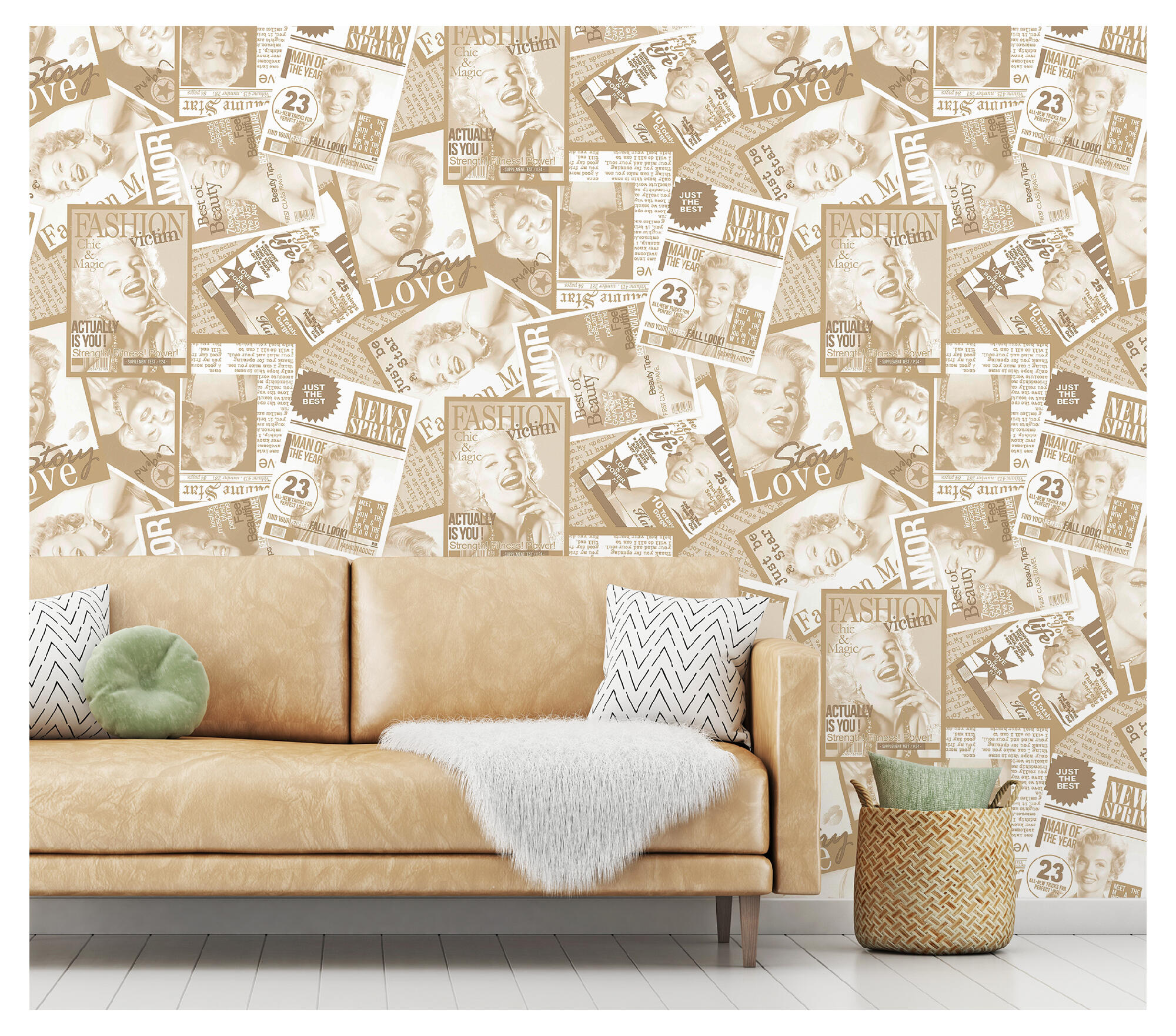 Papel pintado vinílico hollywood beige 0,53x10 metros