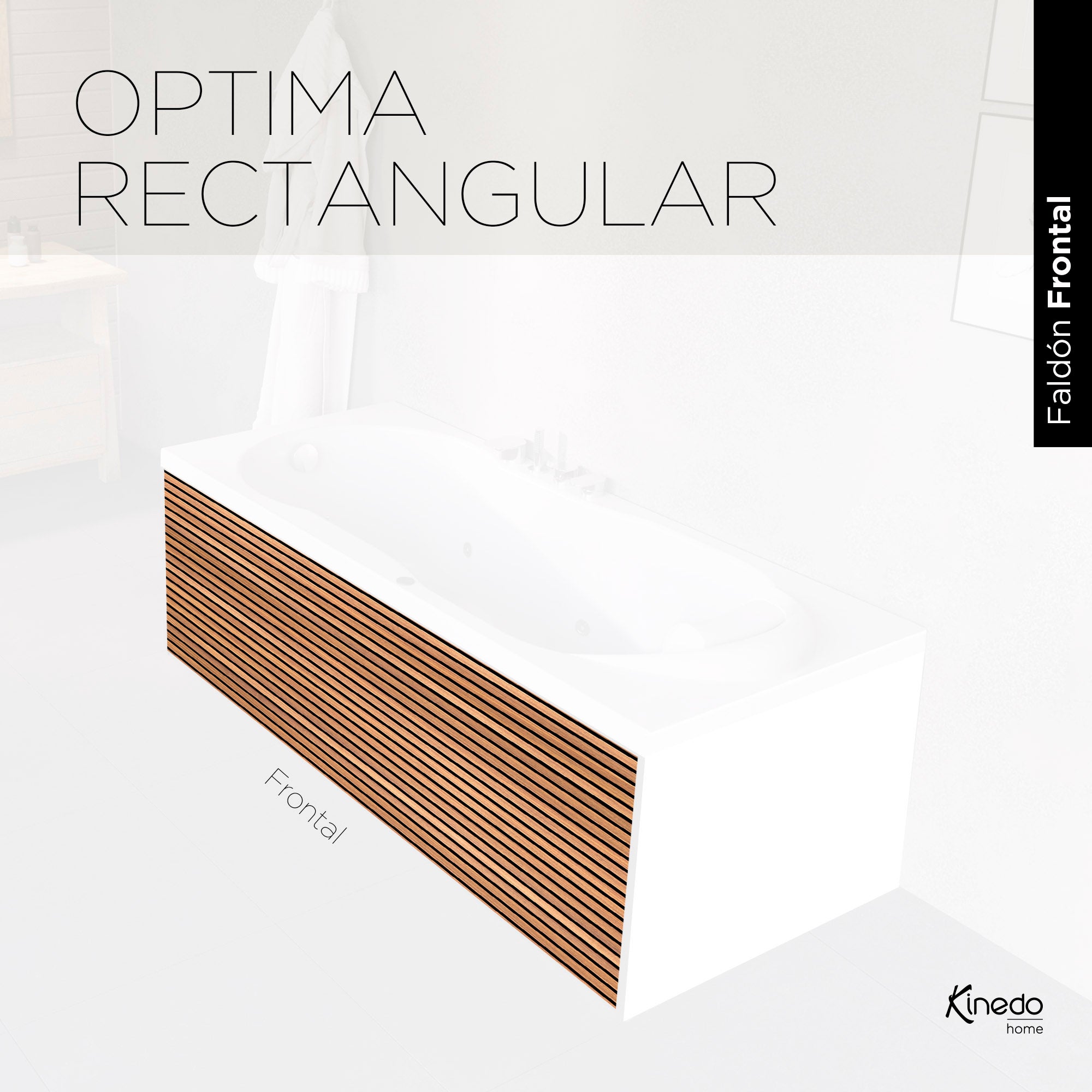 Faldón de bañera Optima listones de madera 55x180 cm - 2