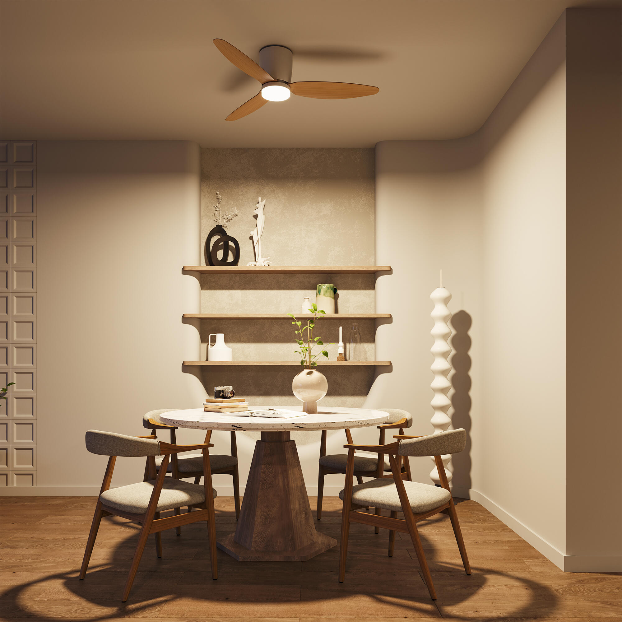 Ventilador de techo con luz silencioso DC Arte Confort Conil blanco 122 cm - 4