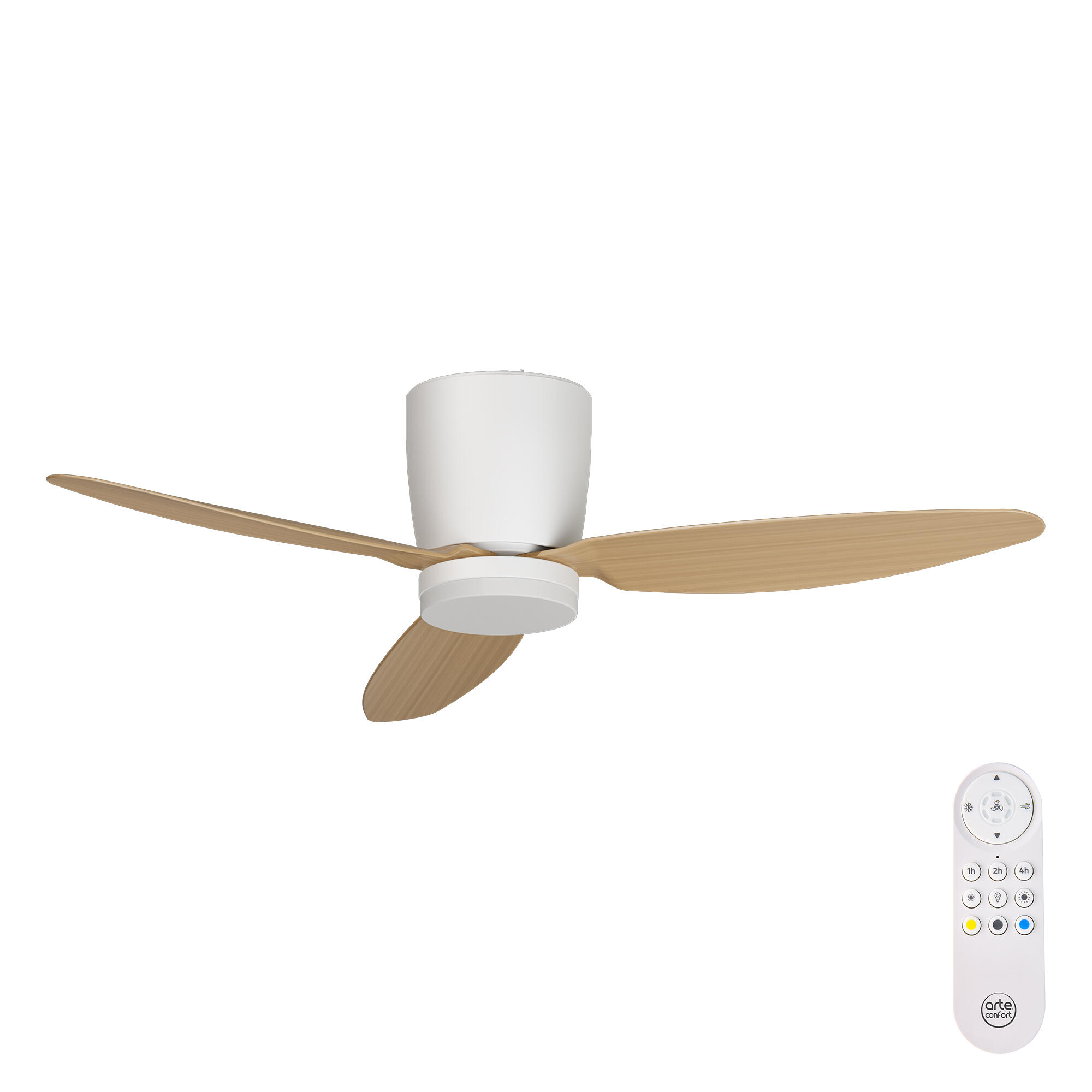 Ventilador de techo con luz silencioso dc arte confort conil blanco 122 cm